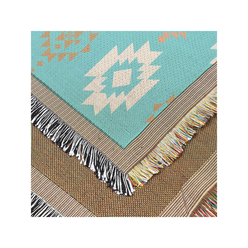 Southwestern Throw | Woven Blanket | Geometric Pattern | Western Decor | Turquoise Color