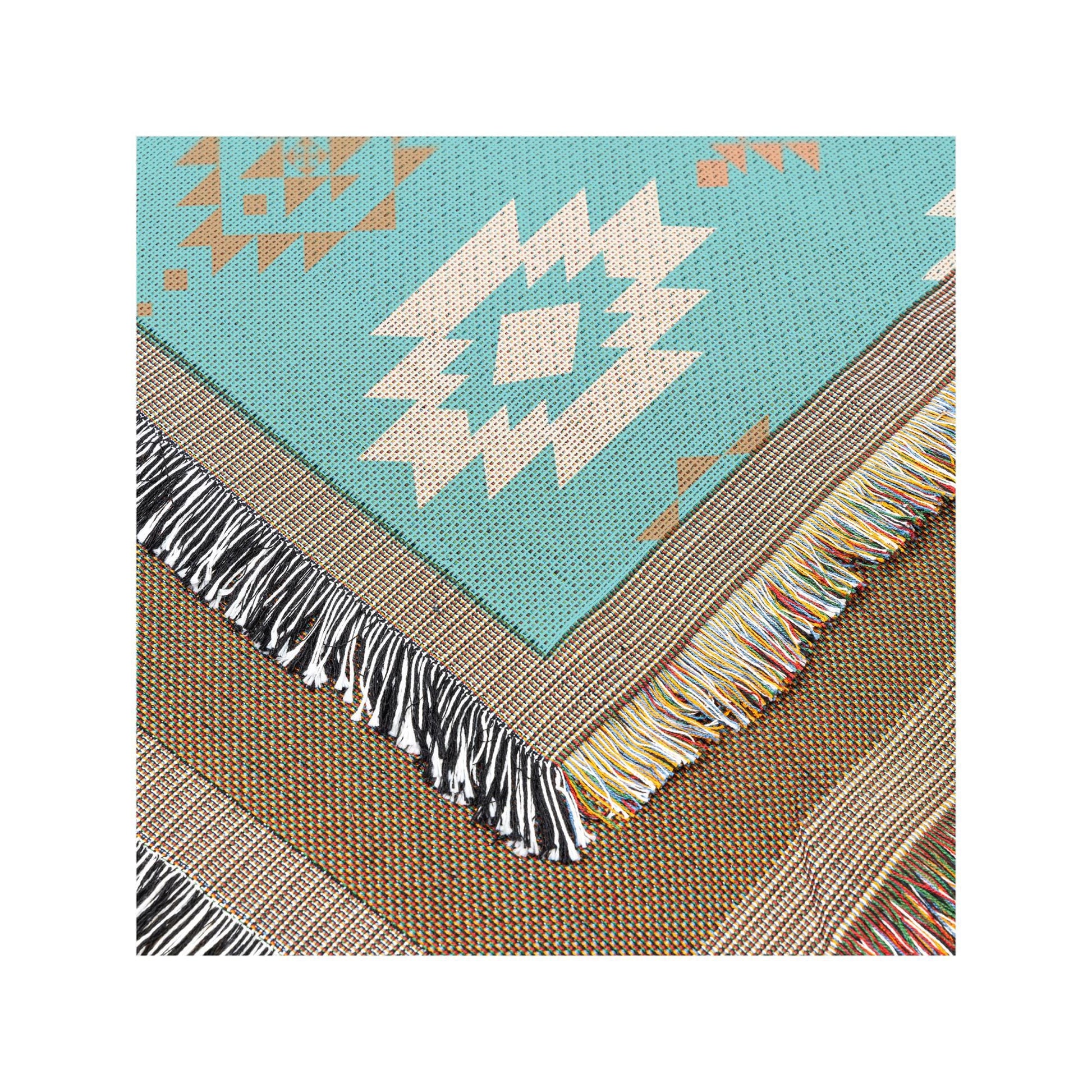 Southwestern Throw | Woven Blanket | Geometric Pattern | Western Decor | Turquoise Color