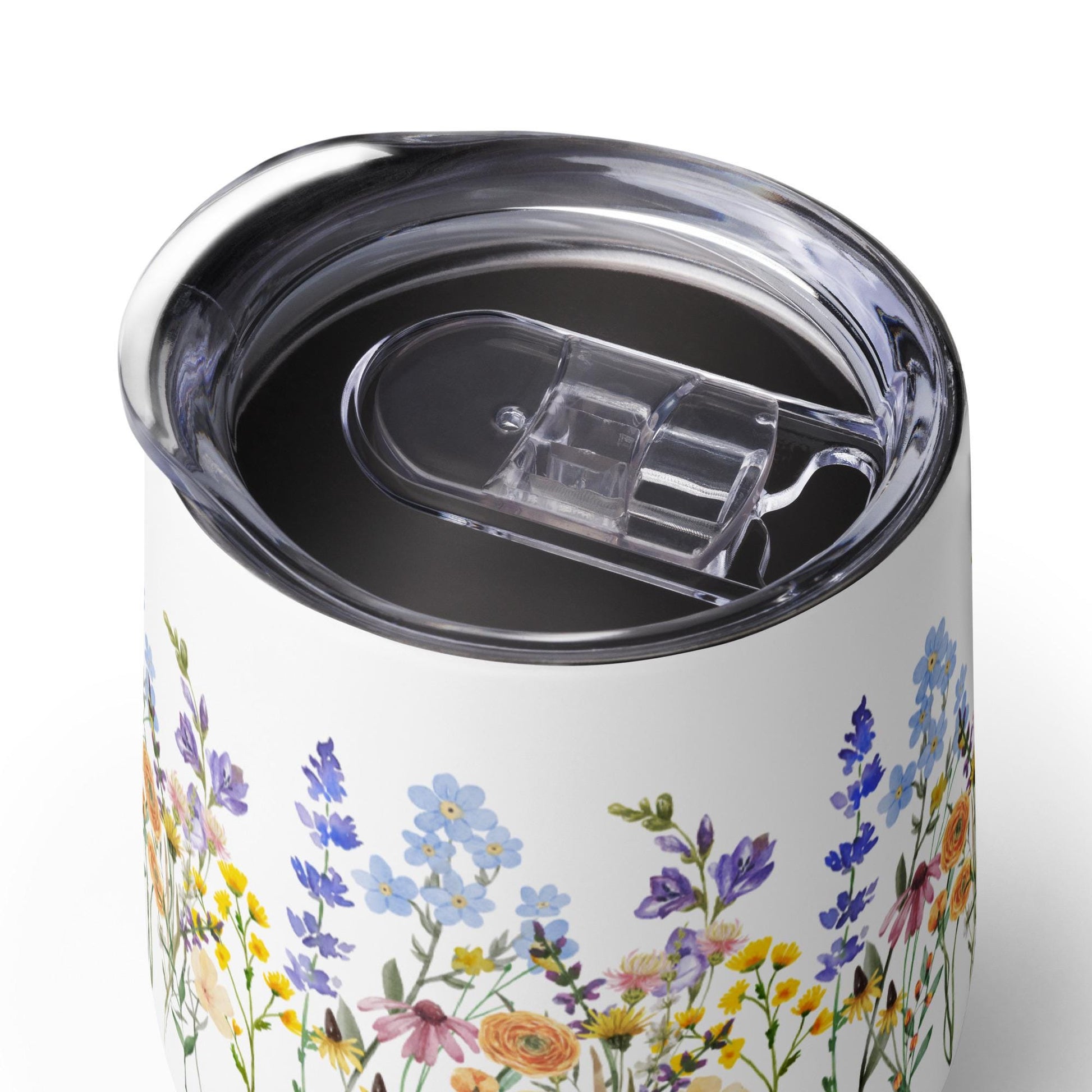 Watercolor Wildflowers | Botanical Floral Wine Tumbler | Gift for Gardeners and Nature Lovers | Cottagecore Aesthetic