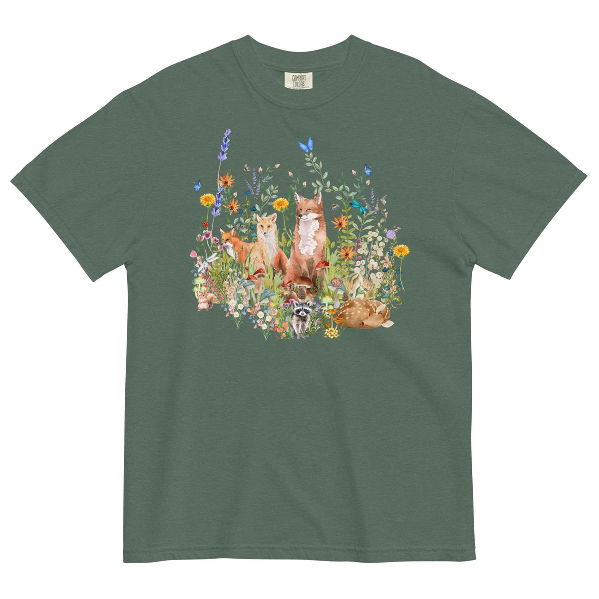 Watercolor Woodland Creatures T-Shirt | Cottagecore Tee | Boho Aesthetic | Floral Botanical Tee | Nature Lover's Shirt | Comfort Colors