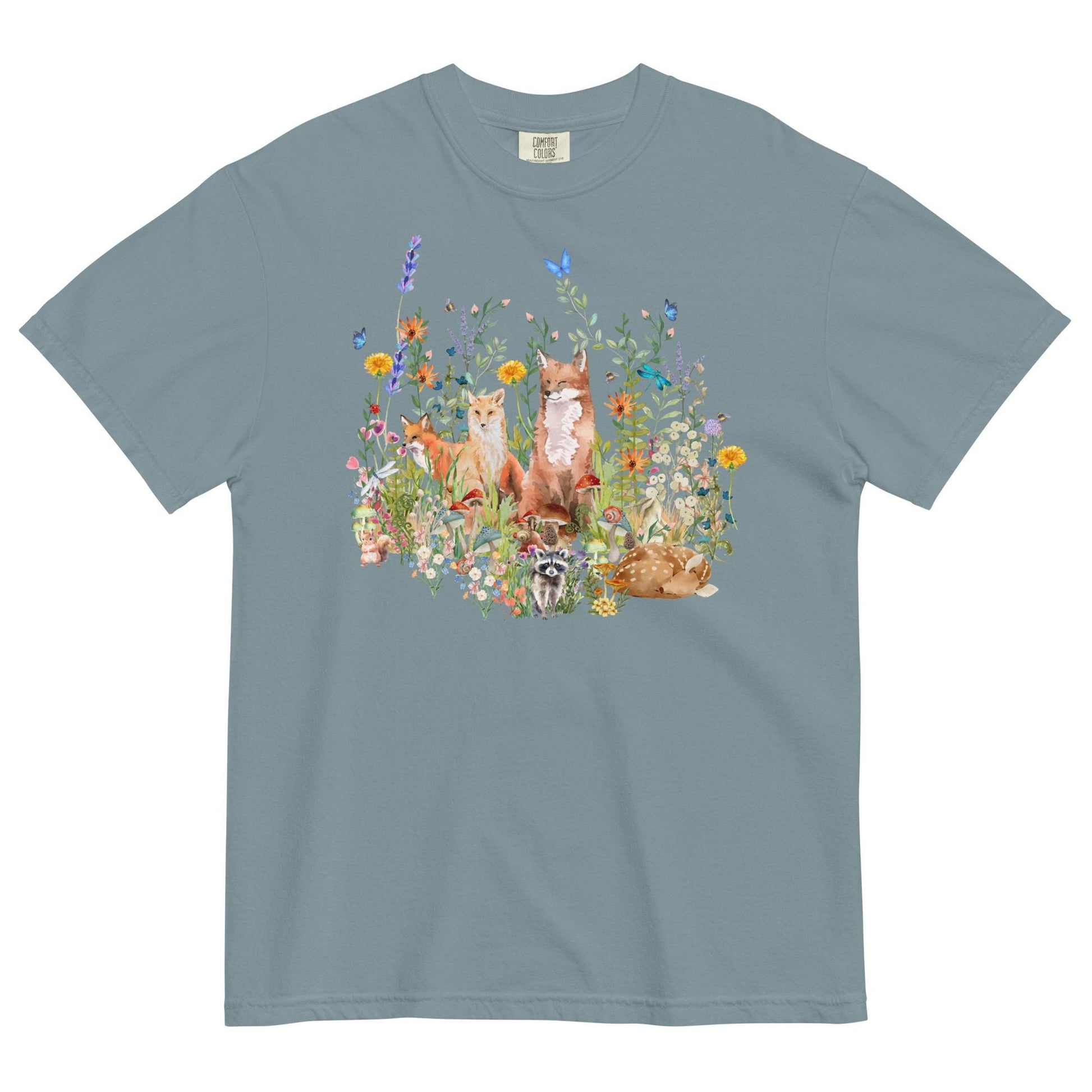 Watercolor Woodland Creatures T-Shirt | Cottagecore Tee | Boho Aesthetic | Floral Botanical Tee | Nature Lover's Shirt | Comfort Colors