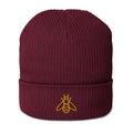 Honeybee Beanie | Organic Ribbed Winter Hat | Embroidered Honeybee Design | Save the Bees Accessories