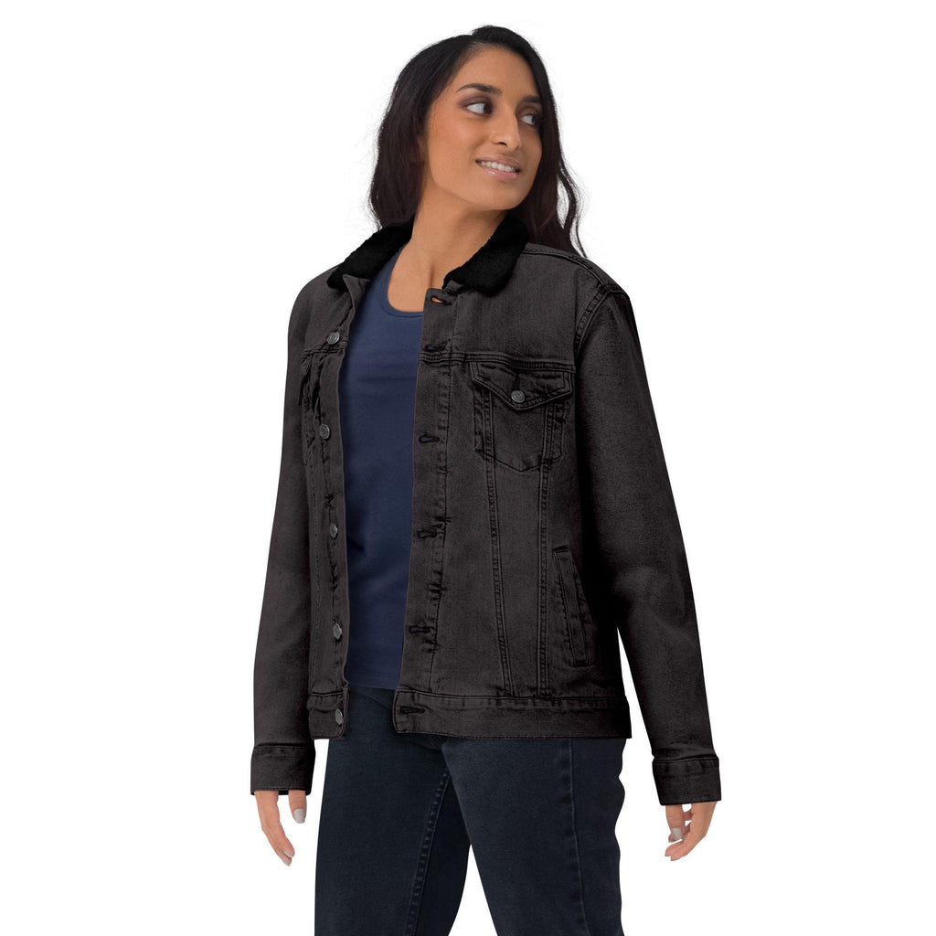 Embroidered Floral Cow Skull Denim Sherpa Jacket | Unisex Jean Jacket | Western Boho Style Outerwear