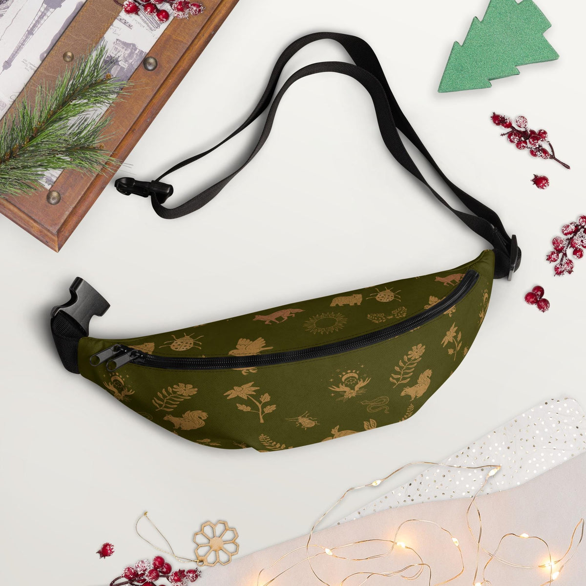 Cottagecore Boho Fanny Pack | Boho Animal Print | Moon Phase & Animals