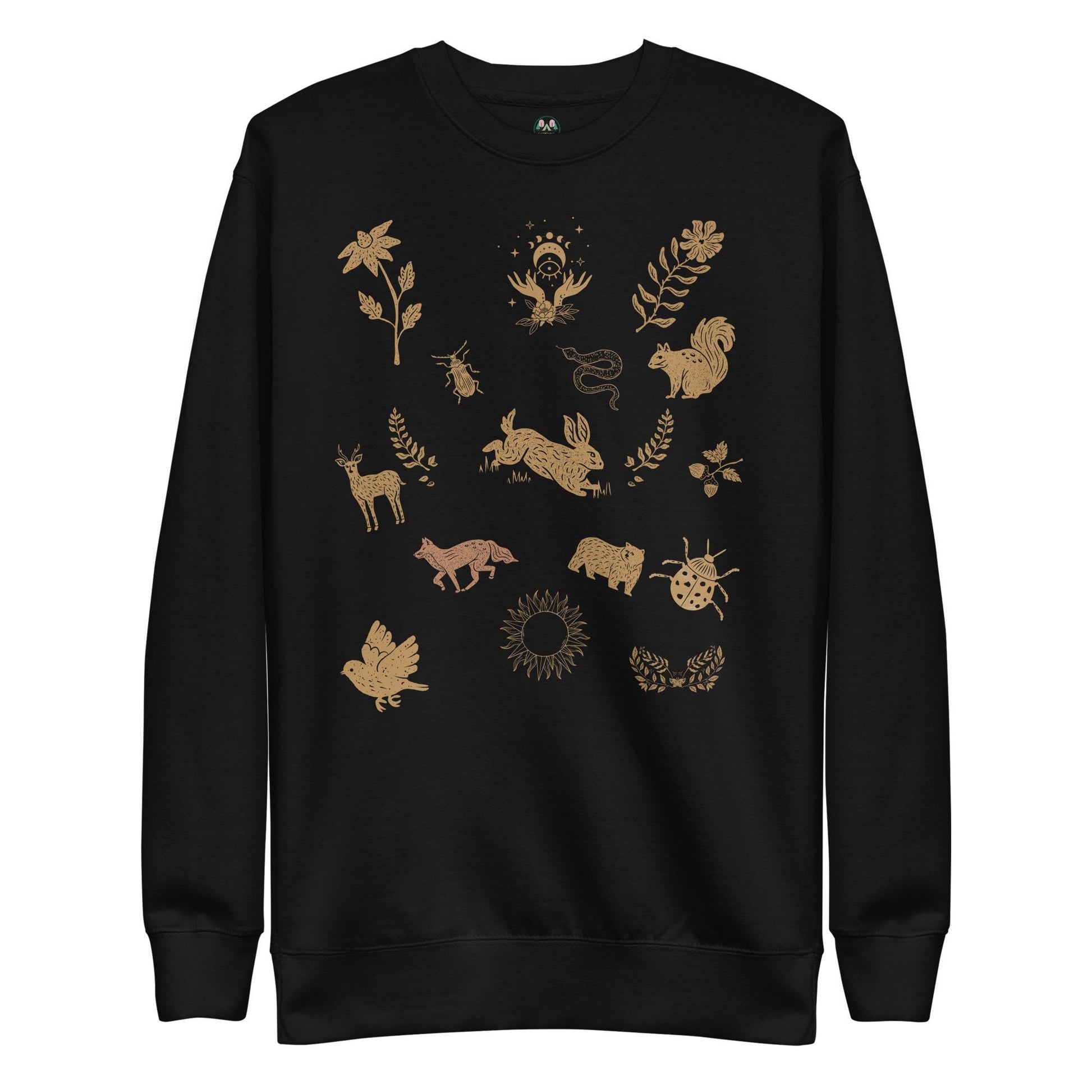 Cottagecore Boho Sweatshirt | Boho Animal Print | Moon Phase & Animals | Unisex Sweatshirt