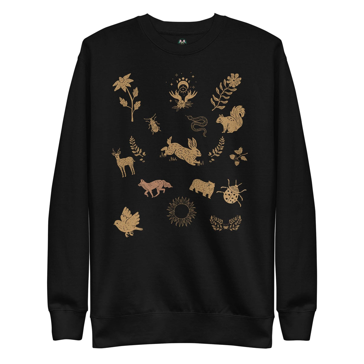 Cottagecore Boho Sweatshirt | Boho Animal Print | Moon Phase & Animals | Unisex Sweatshirt