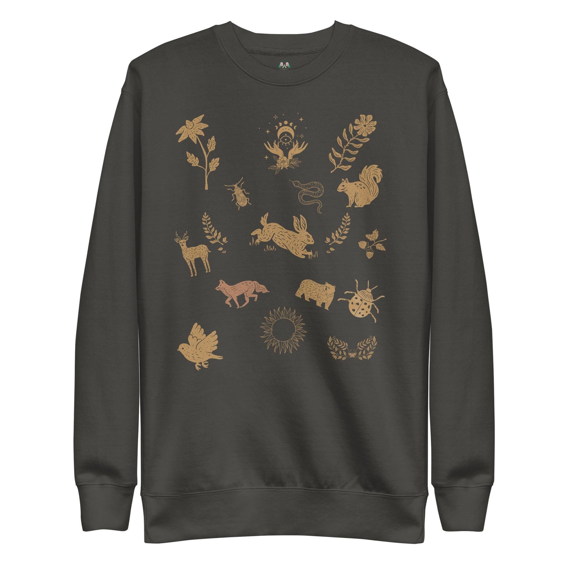 Cottagecore Boho Sweatshirt | Boho Animal Print | Moon Phase & Animals | Unisex Sweatshirt