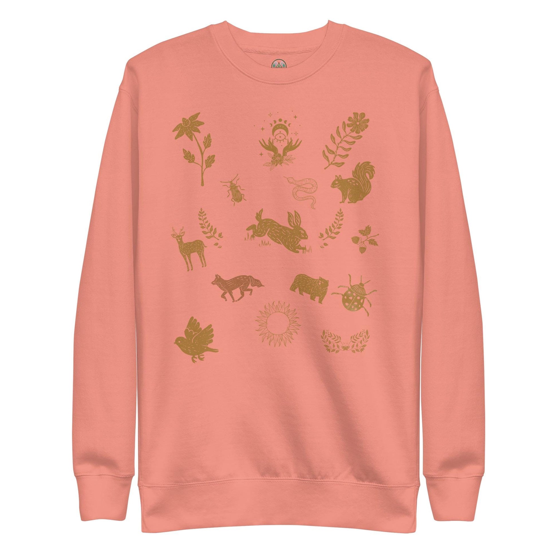 Cottagecore Boho Sweatshirt | Boho Animal Print | Moon Phase & Animals | Unisex Sweatshirt