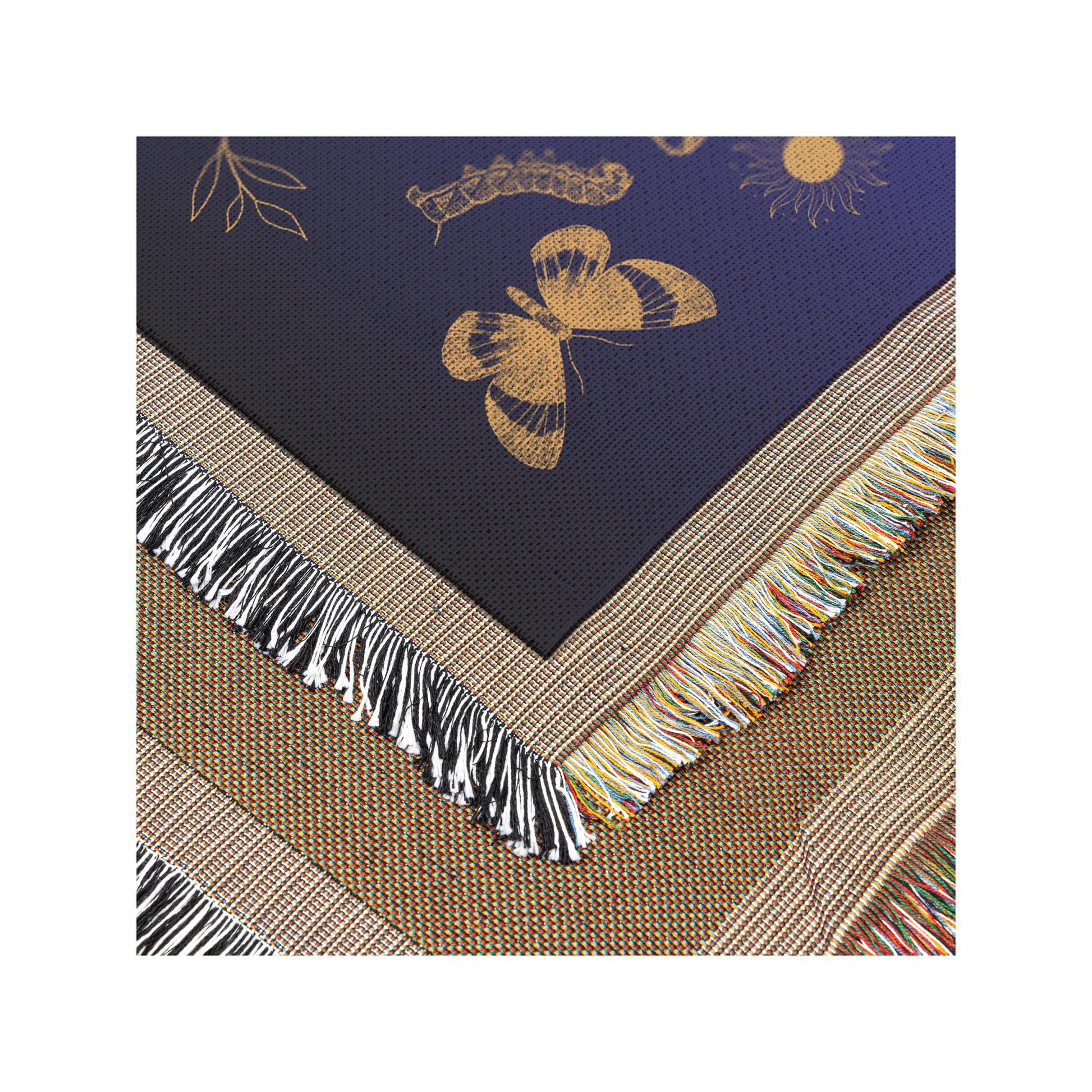 Moths & Moon Phases Throw | Boho Aesthetic Blanket | Witchy Home Decor | Cozy Woven Throw