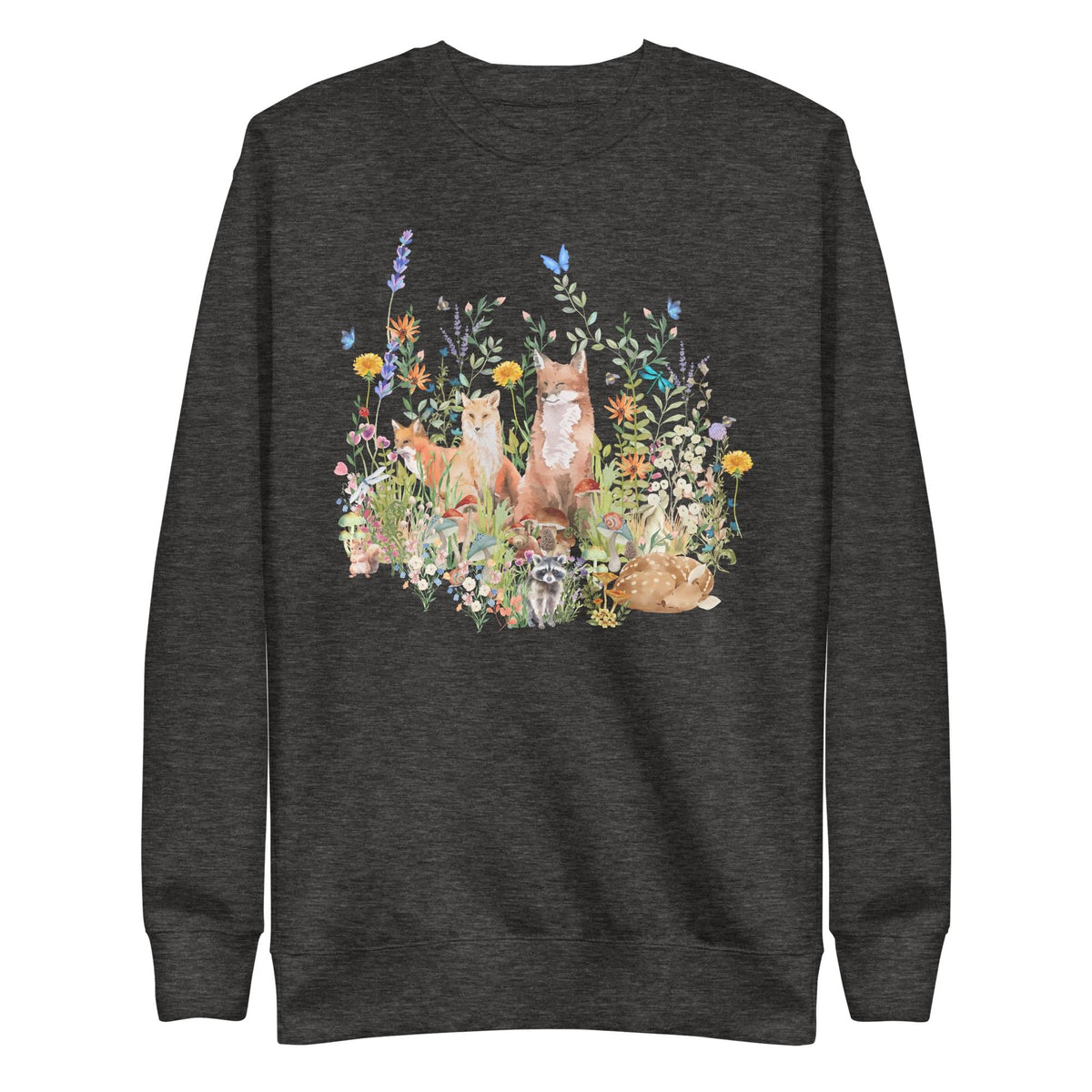 Watercolor Woodland Creatures Sweatshirt | Cottagecore Style | Boho Aesthetic | Floral Botanical Shirt | Unisex Sweatshirt