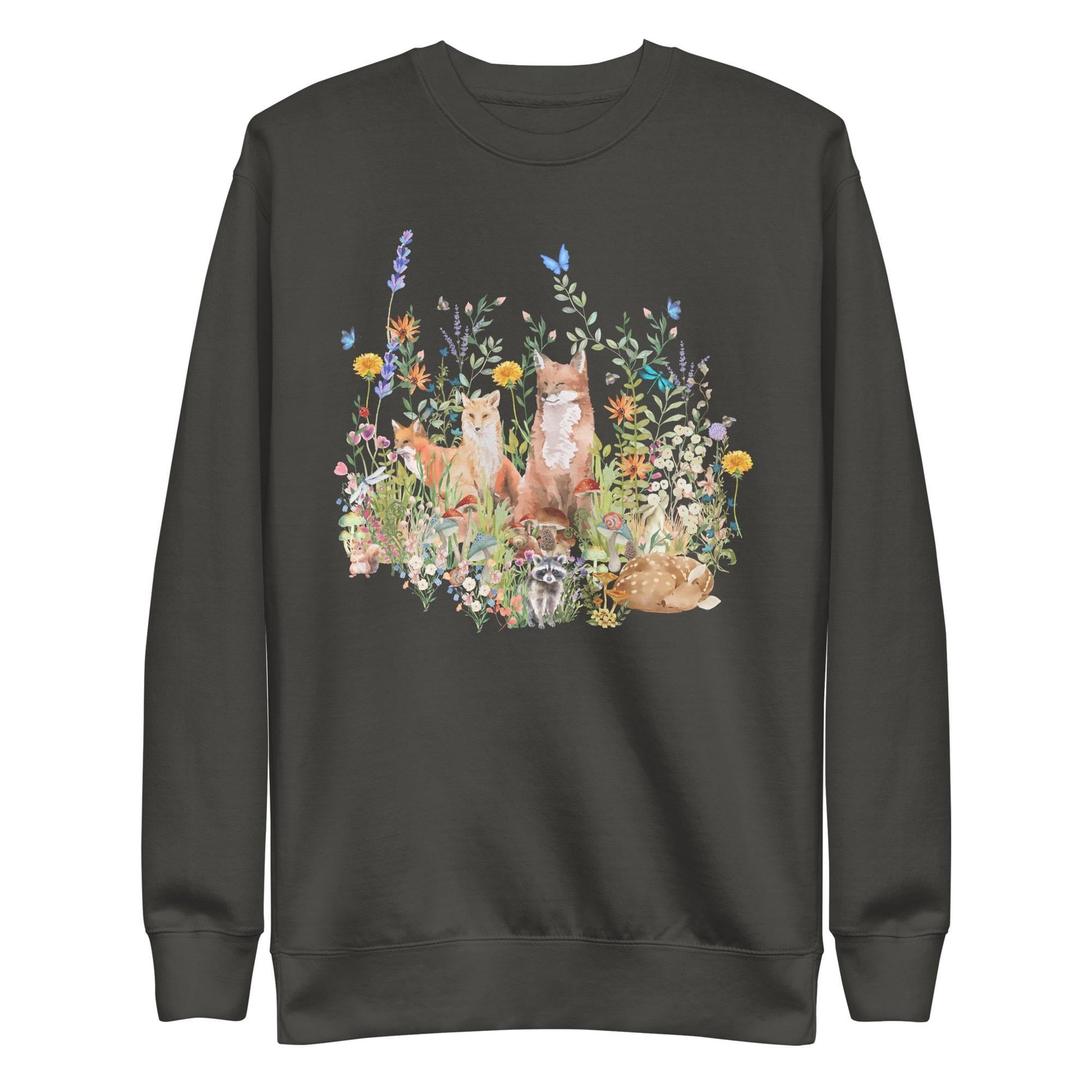 Watercolor Woodland Creatures Sweatshirt | Cottagecore Style | Boho Aesthetic | Floral Botanical Shirt | Unisex Sweatshirt