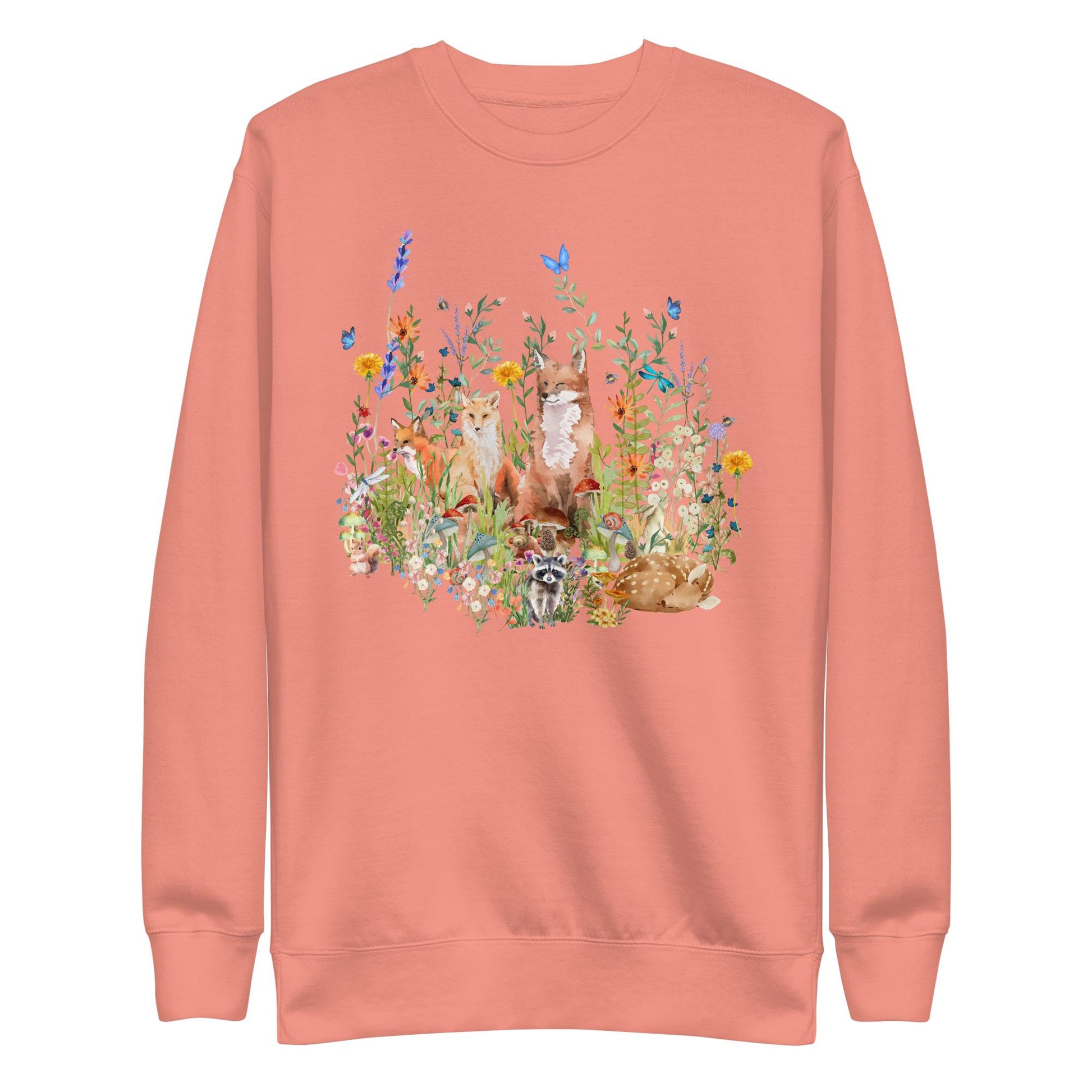 Watercolor Woodland Creatures Sweatshirt | Cottagecore Style | Boho Aesthetic | Floral Botanical Shirt | Unisex Sweatshirt