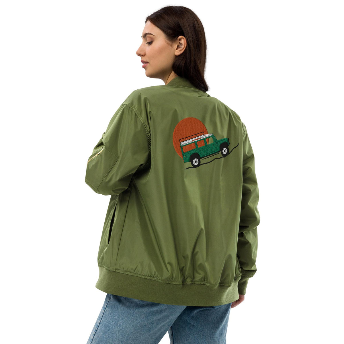 Defender and Sun | Land Rover Premium Recycled Bomber Jacket | Eco-Friendly Outerwear, Sustainable Fashion, Stylish Warmth
