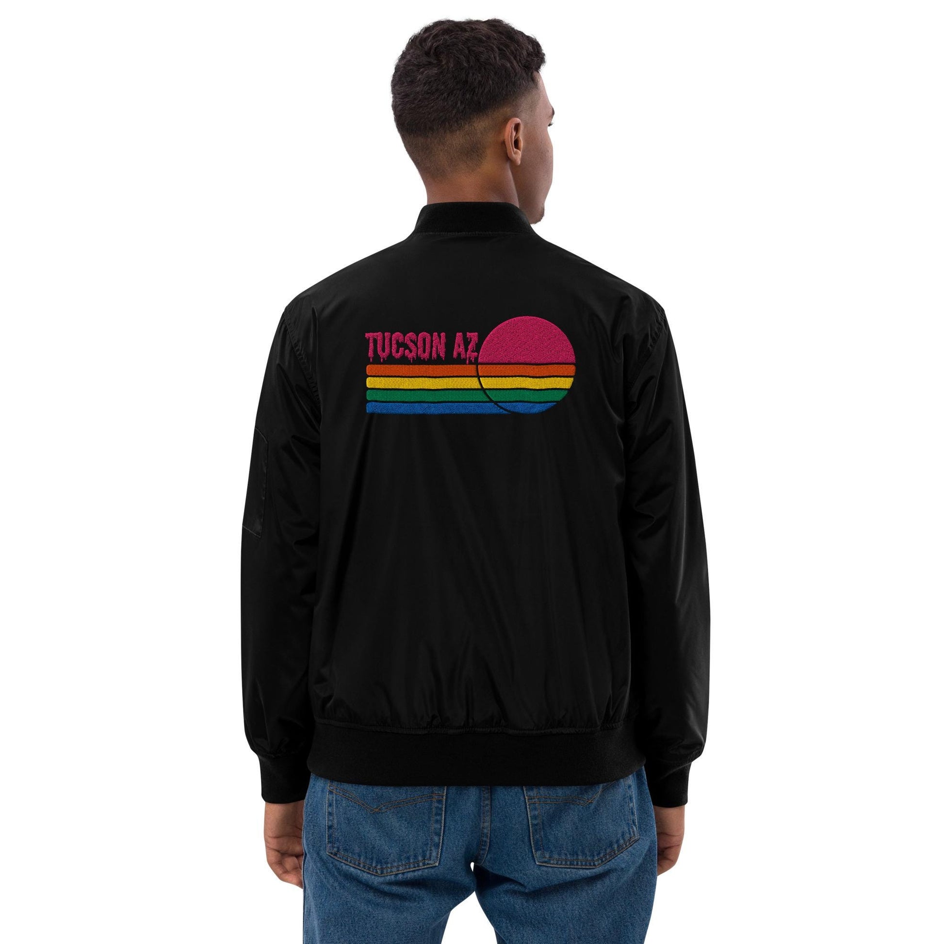 Tucson Drip Bomber Jacket | Pink Design | Arizona Style for Sunshine Lovers | Trendy Outerwear