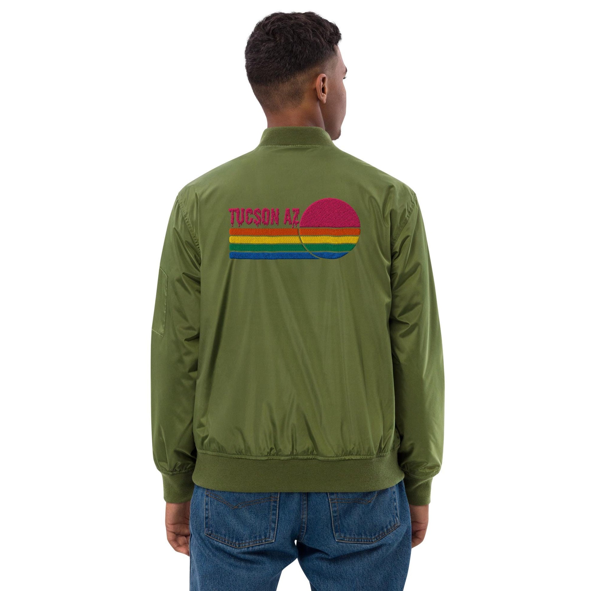 Tucson Drip Bomber Jacket | Pink Design | Arizona Style for Sunshine Lovers | Trendy Outerwear