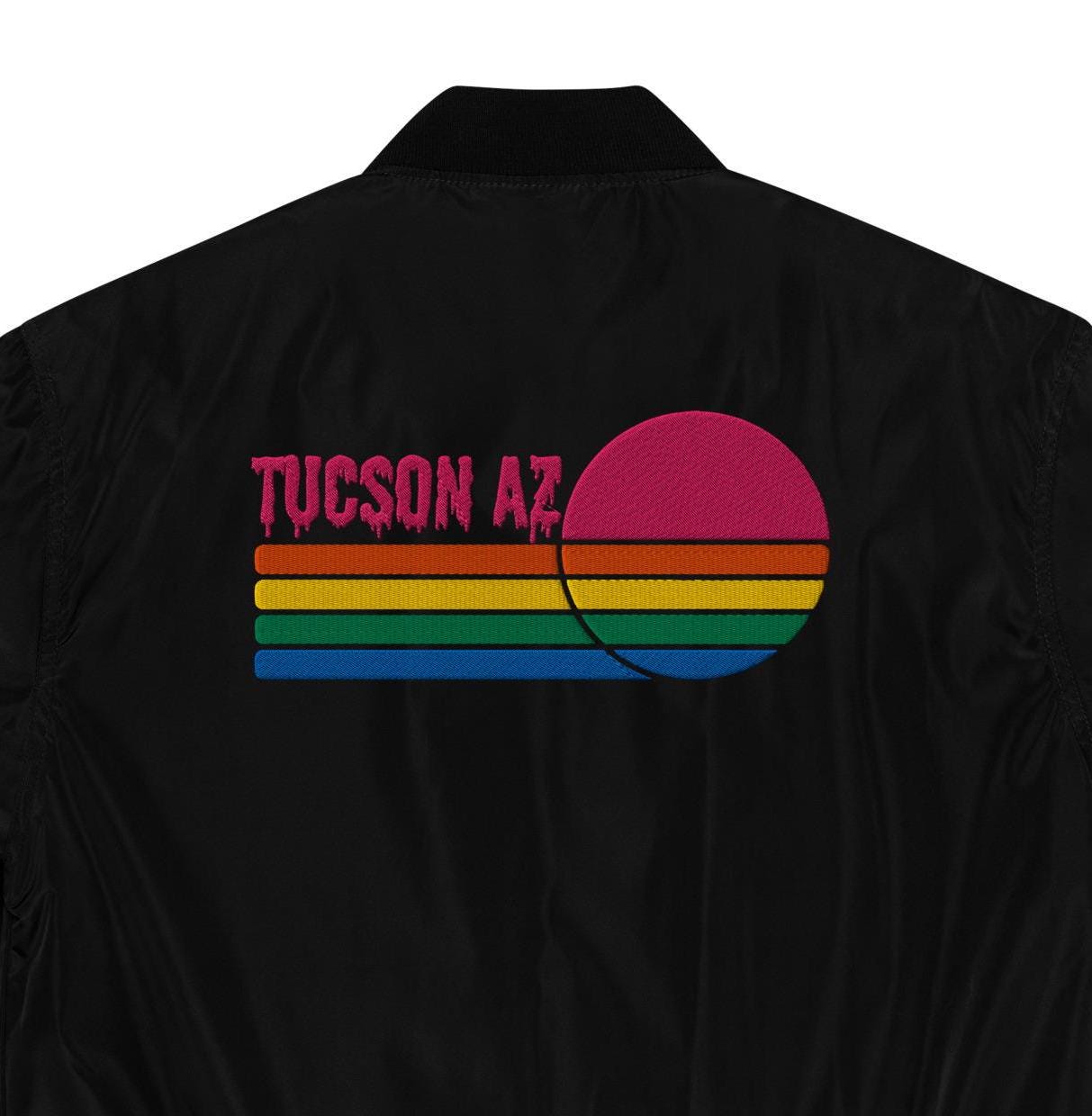 Tucson Drip Bomber Jacket | Pink Design | Arizona Style for Sunshine Lovers | Trendy Outerwear