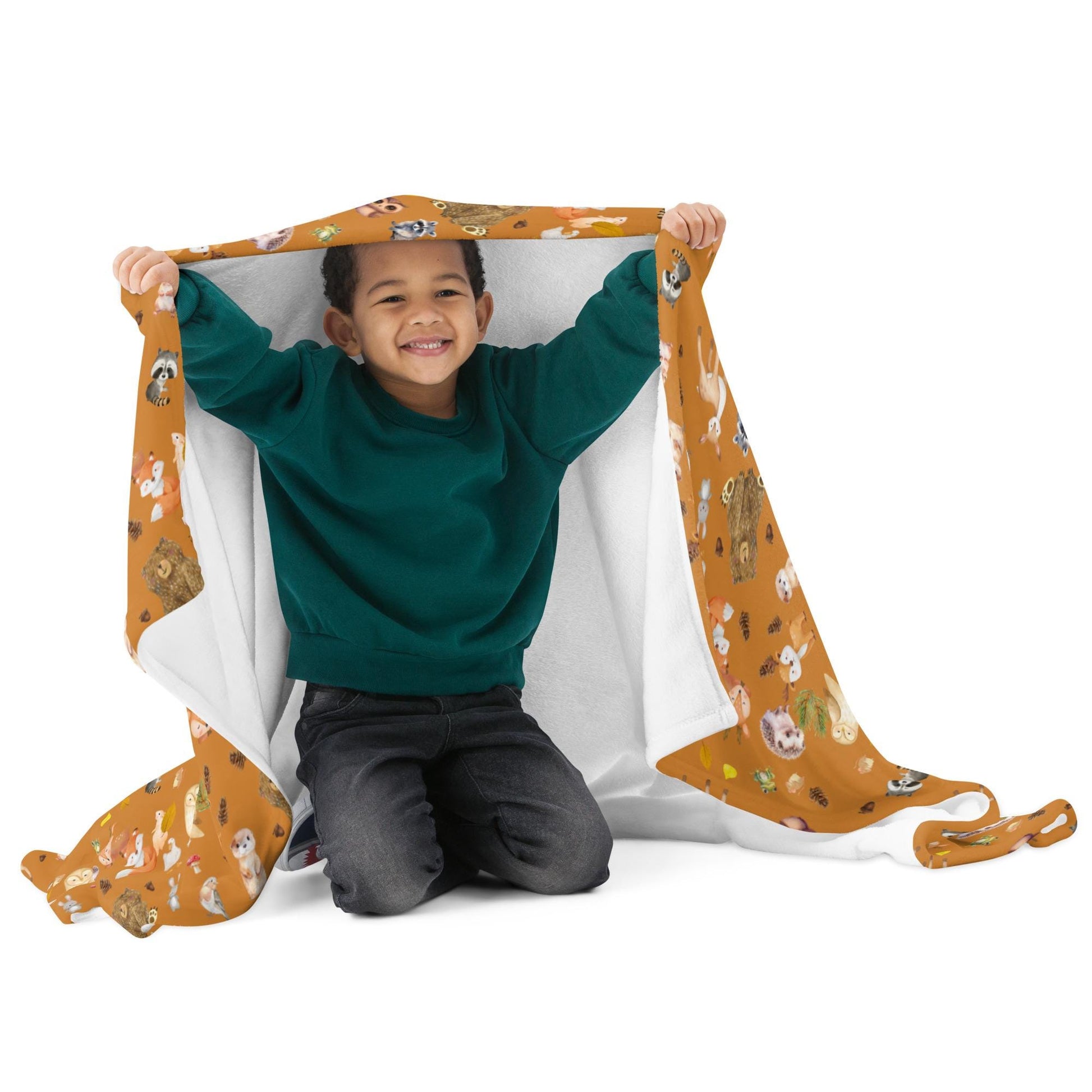Cute Woodland Creatures Throw Blanket | Perfect Cozy Blanket for Kids | Cute Cottagecore Throw