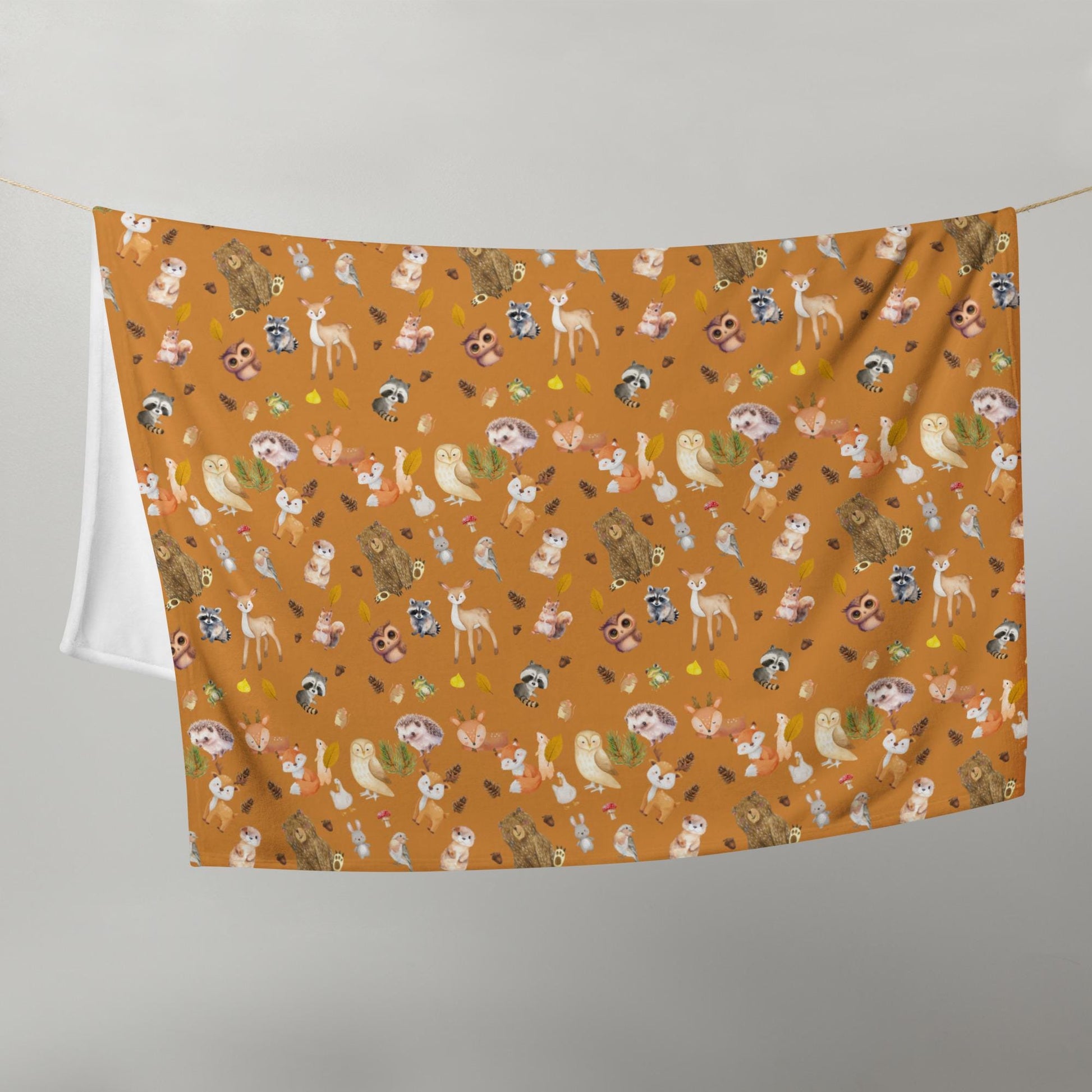 Cute Woodland Creatures Throw Blanket | Perfect Cozy Blanket for Kids | Cute Cottagecore Throw
