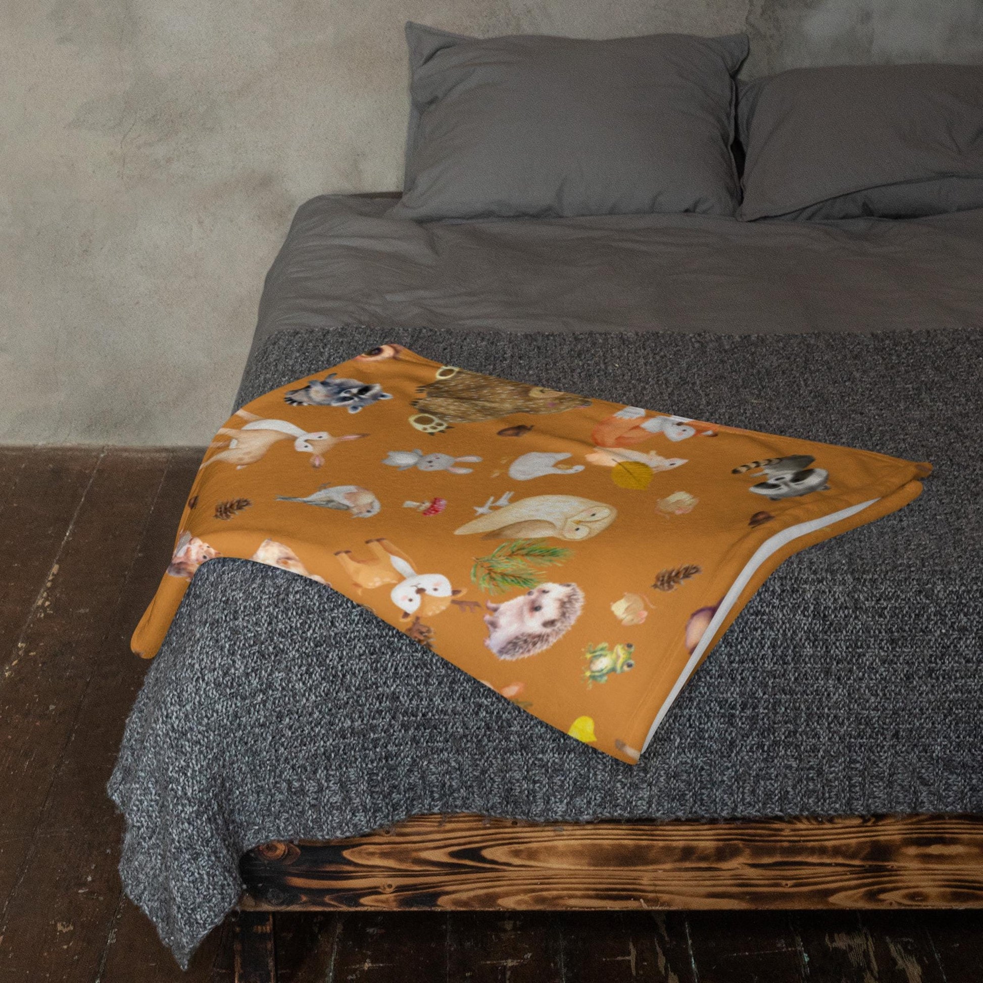 Cute Woodland Creatures Throw Blanket | Perfect Cozy Blanket for Kids | Cute Cottagecore Throw