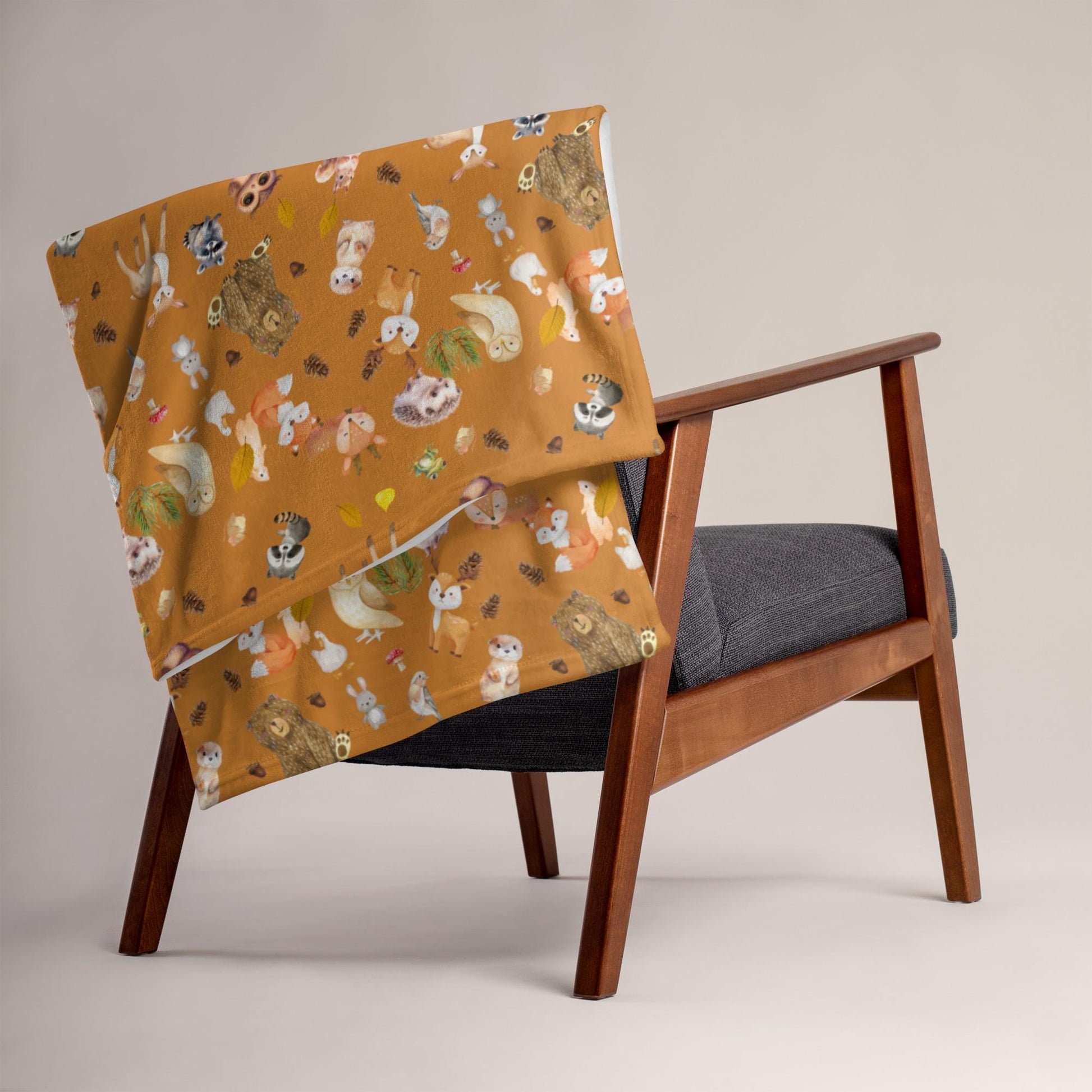 Cute Woodland Creatures Throw Blanket | Perfect Cozy Blanket for Kids | Cute Cottagecore Throw
