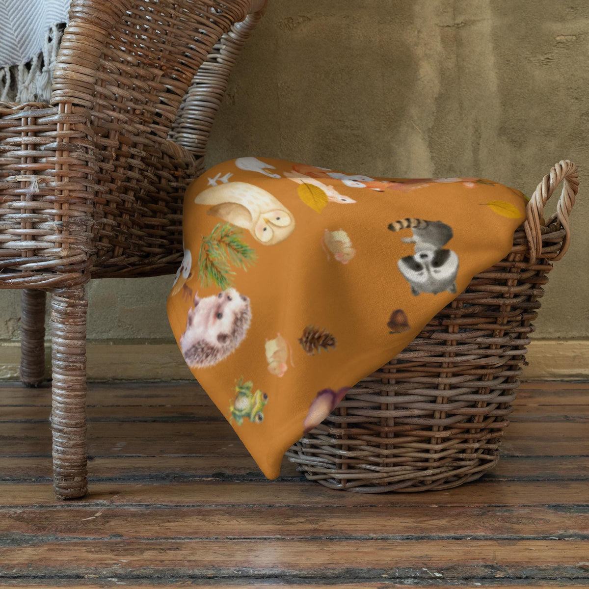 Cute Woodland Creatures Throw Blanket | Perfect Cozy Blanket for Kids | Cute Cottagecore Throw