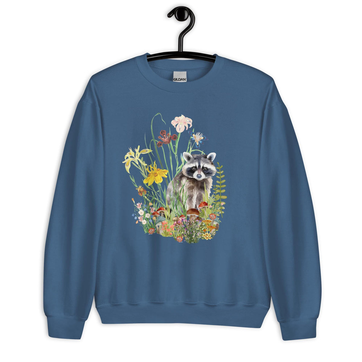 Watercolor Racoon Sweatshirt | Floral Animal Print | Cozy Cottagecore Gift for Animal Lovers | Botanical Motif Design