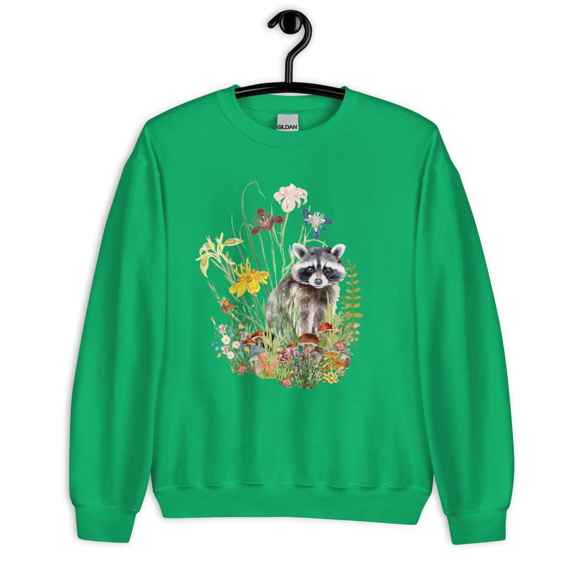 Watercolor Racoon Sweatshirt | Floral Animal Print | Cozy Cottagecore Gift for Animal Lovers | Botanical Motif Design