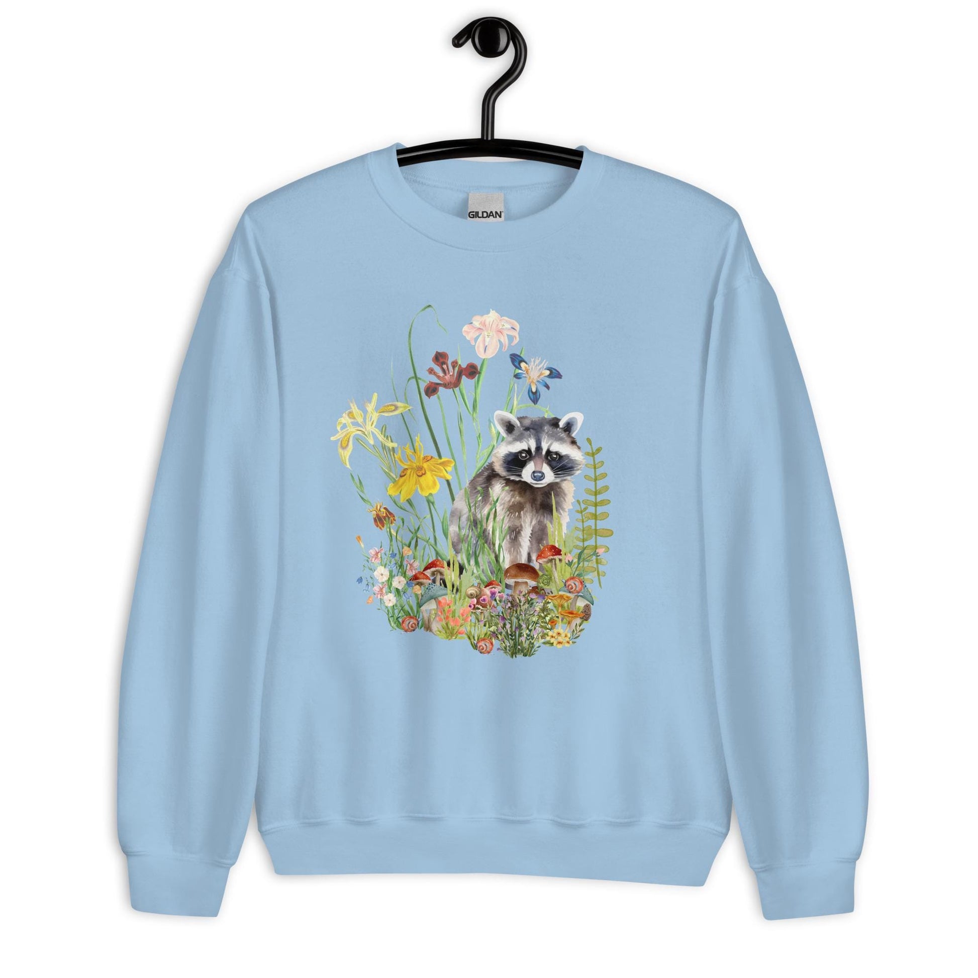 Watercolor Racoon Sweatshirt | Floral Animal Print | Cozy Cottagecore Gift for Animal Lovers | Botanical Motif Design
