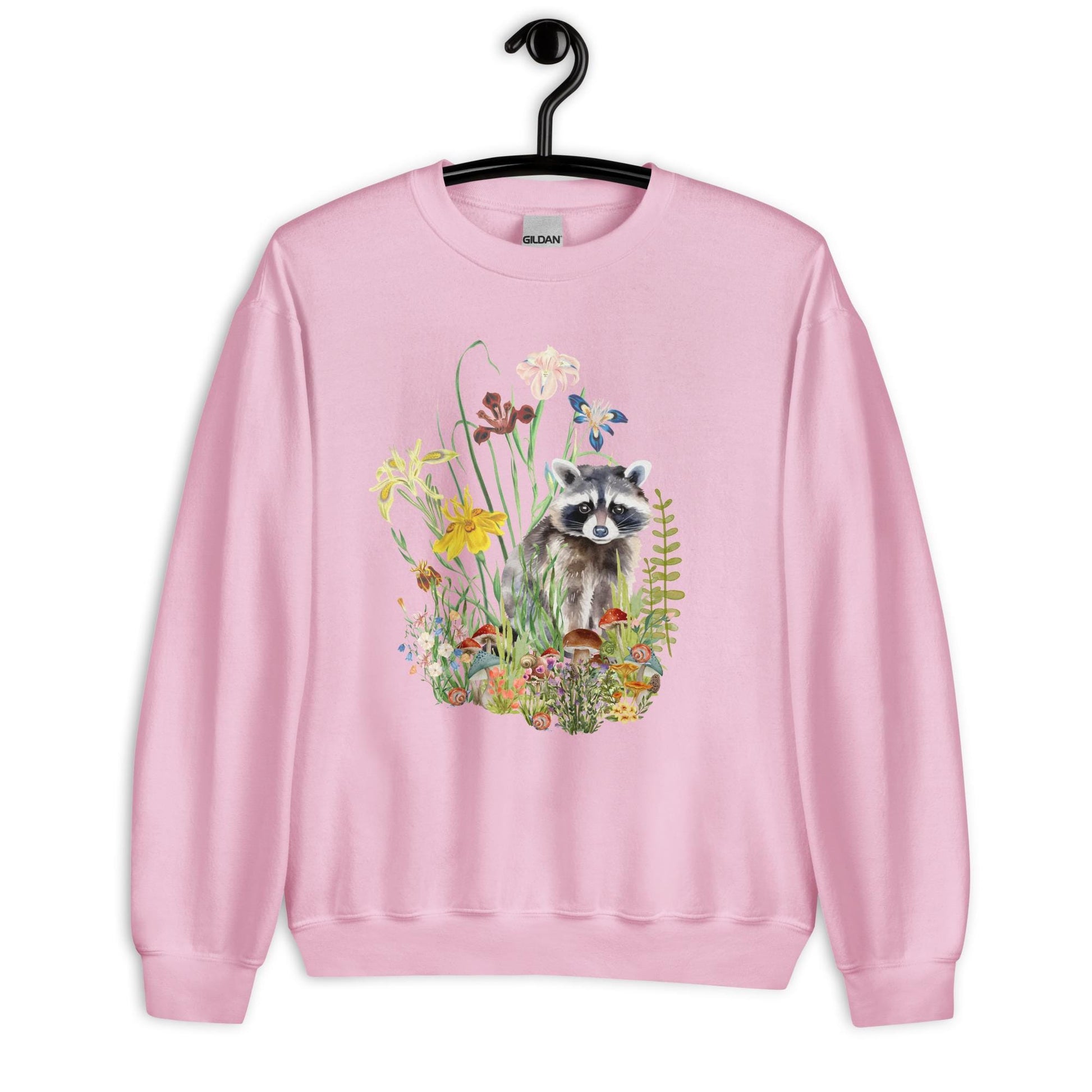 Watercolor Racoon Sweatshirt | Floral Animal Print | Cozy Cottagecore Gift for Animal Lovers | Botanical Motif Design