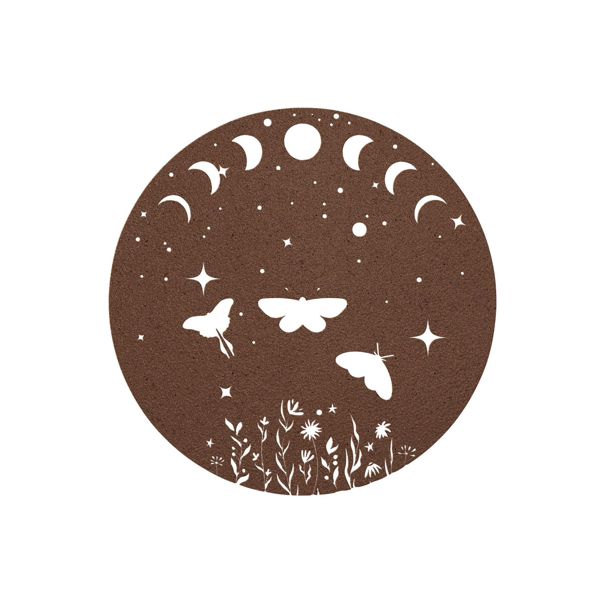 Luxury Metal Wall Art | Moon Phases & Moths Design | Premium 18 Gauge Steel | Floral and Starry Decor | Indoor and Outdoor Boho Decoration