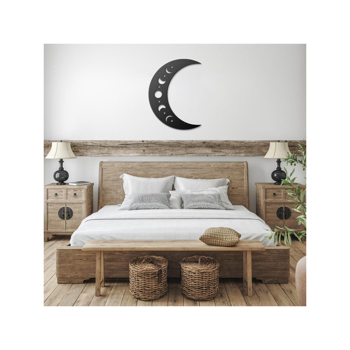 Luxury Crescent Moon Metal Wall Art | Moon Phases and Stars Design | Premium 18 Gauge Steel | Boho Celestial Indoor & Outdoor Home Decor