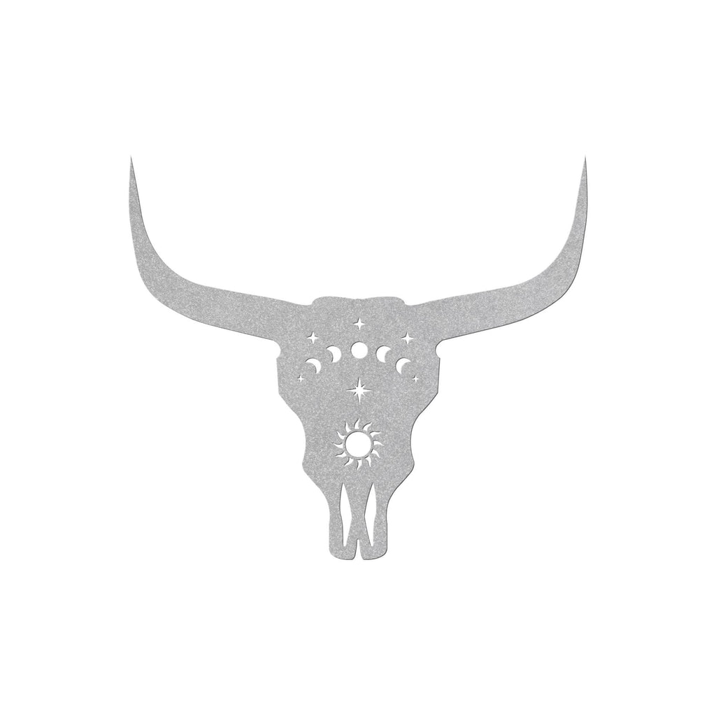 Luxury Cow Skull Metal Wall Art | Moon Phases and Sun Design | Premium 18 Gauge Steel | Rustic Indoor & Outdoor Home Decor