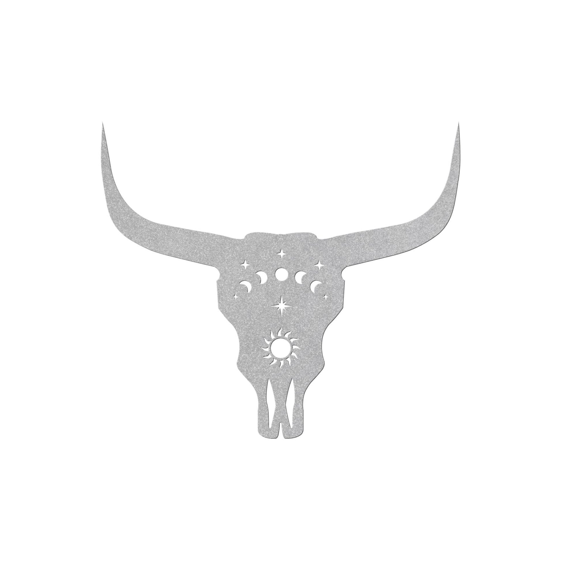 Luxury Cow Skull Metal Wall Art | Moon Phases and Sun Design | Premium 18 Gauge Steel | Rustic Indoor & Outdoor Home Decor