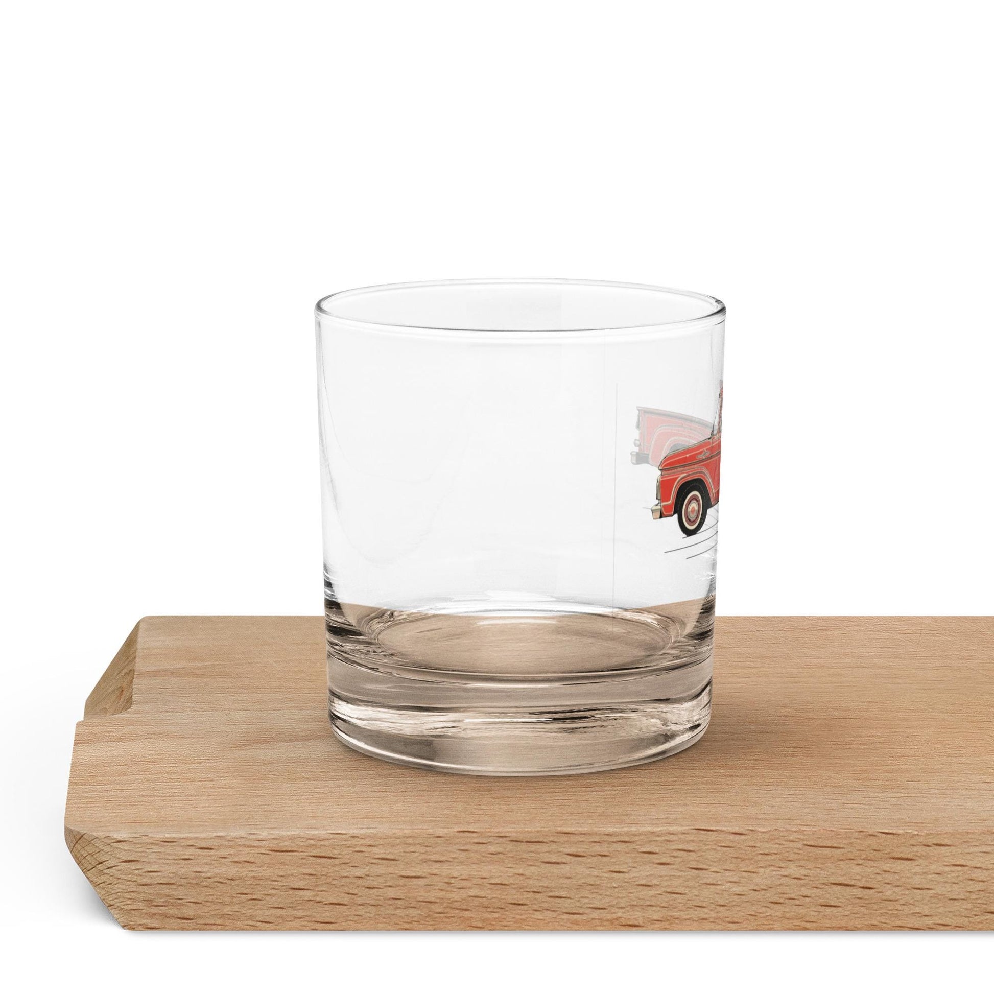 1963 Ford Truck Whisky Rocks Glass | Vintage Car Glassware | Custom Red Pickup Truck Design | Premium Barware | Gift for Car Enthusiasts