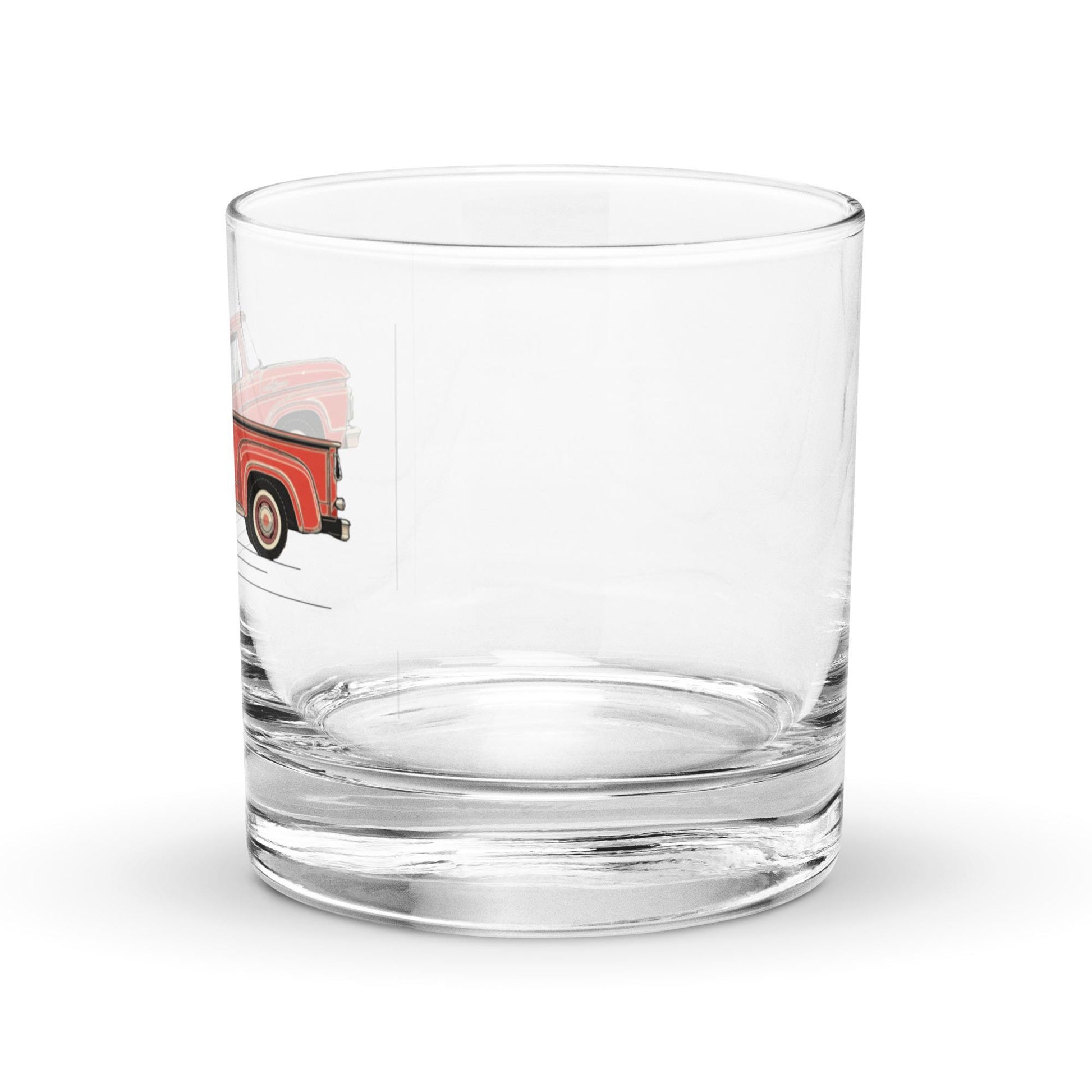 1963 Ford Truck Whisky Rocks Glass | Vintage Car Glassware | Custom Red Pickup Truck Design | Premium Barware | Gift for Car Enthusiasts