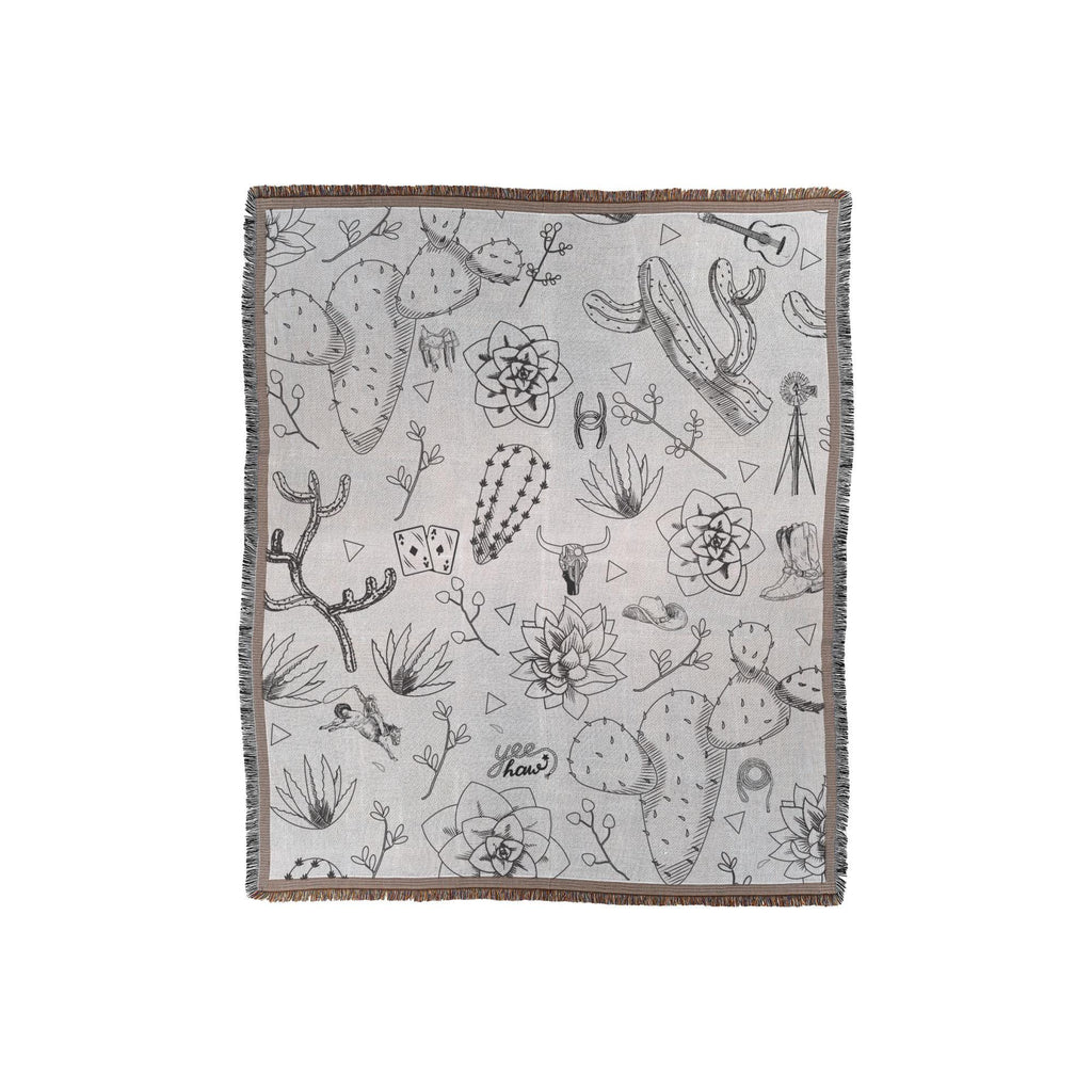 Cactus Western Throw | Cozy Boho Decor for Southwestern Eclectic Aesthetic | Warm Home Accent Piece