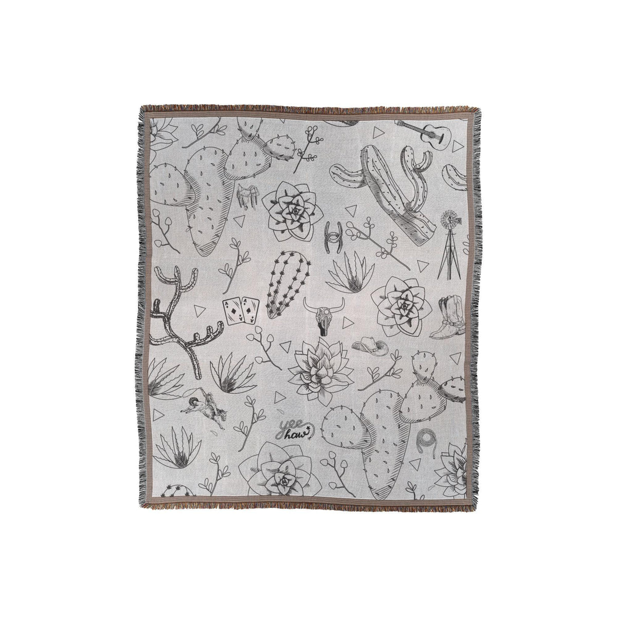 Cactus Western Throw | Cozy Boho Decor for Southwestern Eclectic Aesthetic | Warm Home Accent Piece