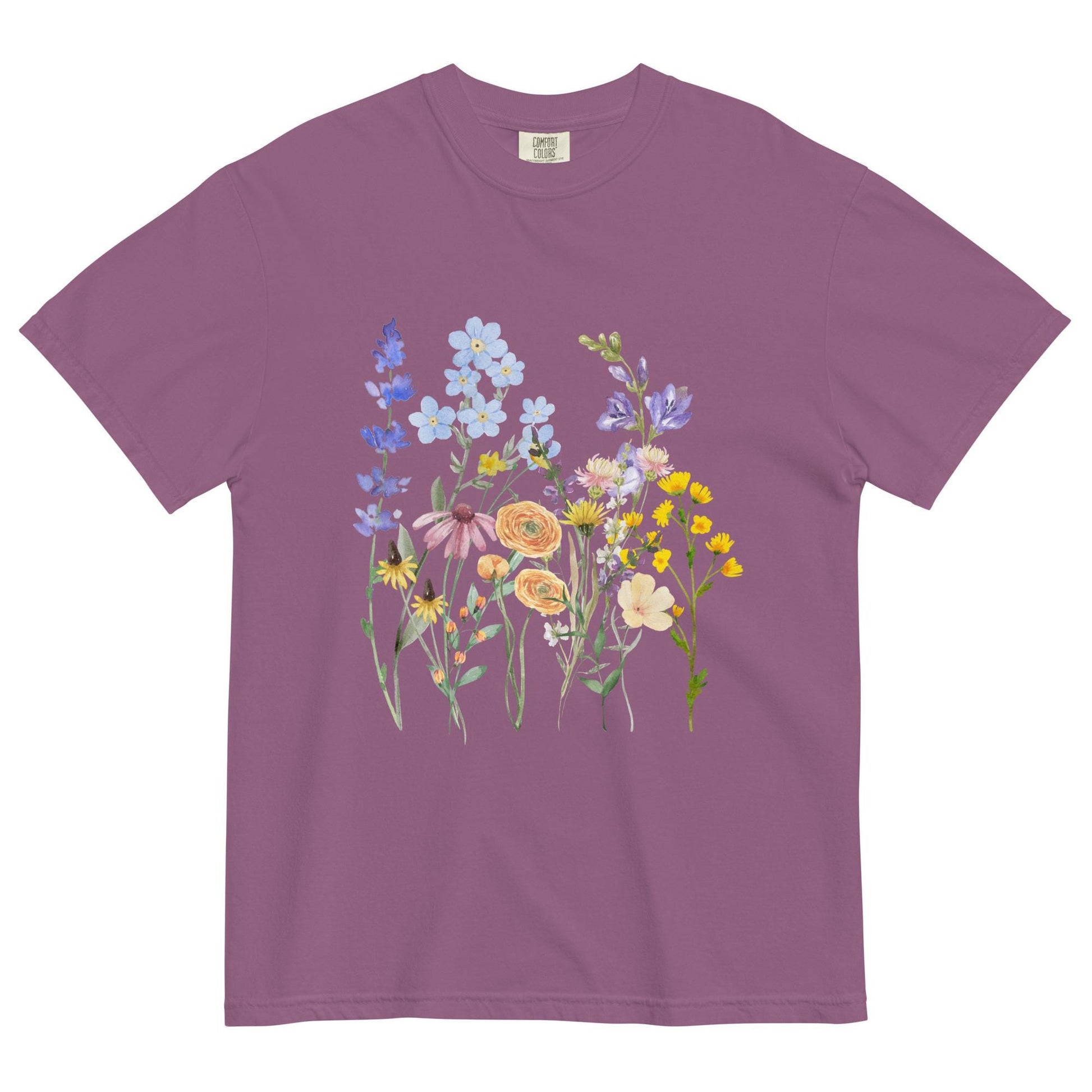 Watercolor Wildflowers Shirt | Comfort Colors | Botanical Floral Tee | Cottagecore Shirt | Boho | Gift For Gardeners and Nature Lovers