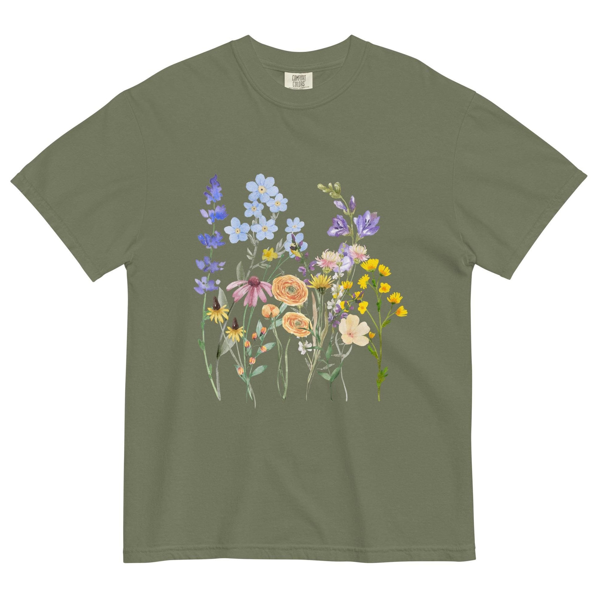 Watercolor Wildflowers Shirt | Comfort Colors | Botanical Floral Tee | Cottagecore Shirt | Boho | Gift For Gardeners and Nature Lovers