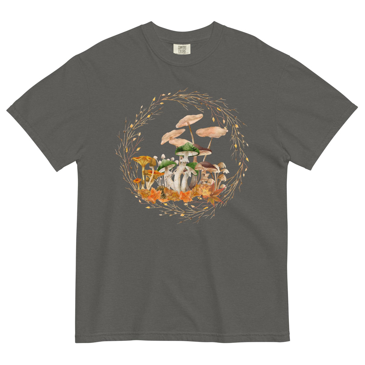 Autumn Fungi Shirt | Comfort Colors | Cottagecore Mushroom Lovers Tee | Boho Botanical T-Shirt | Fall Leaves and Cozy Colors Tee