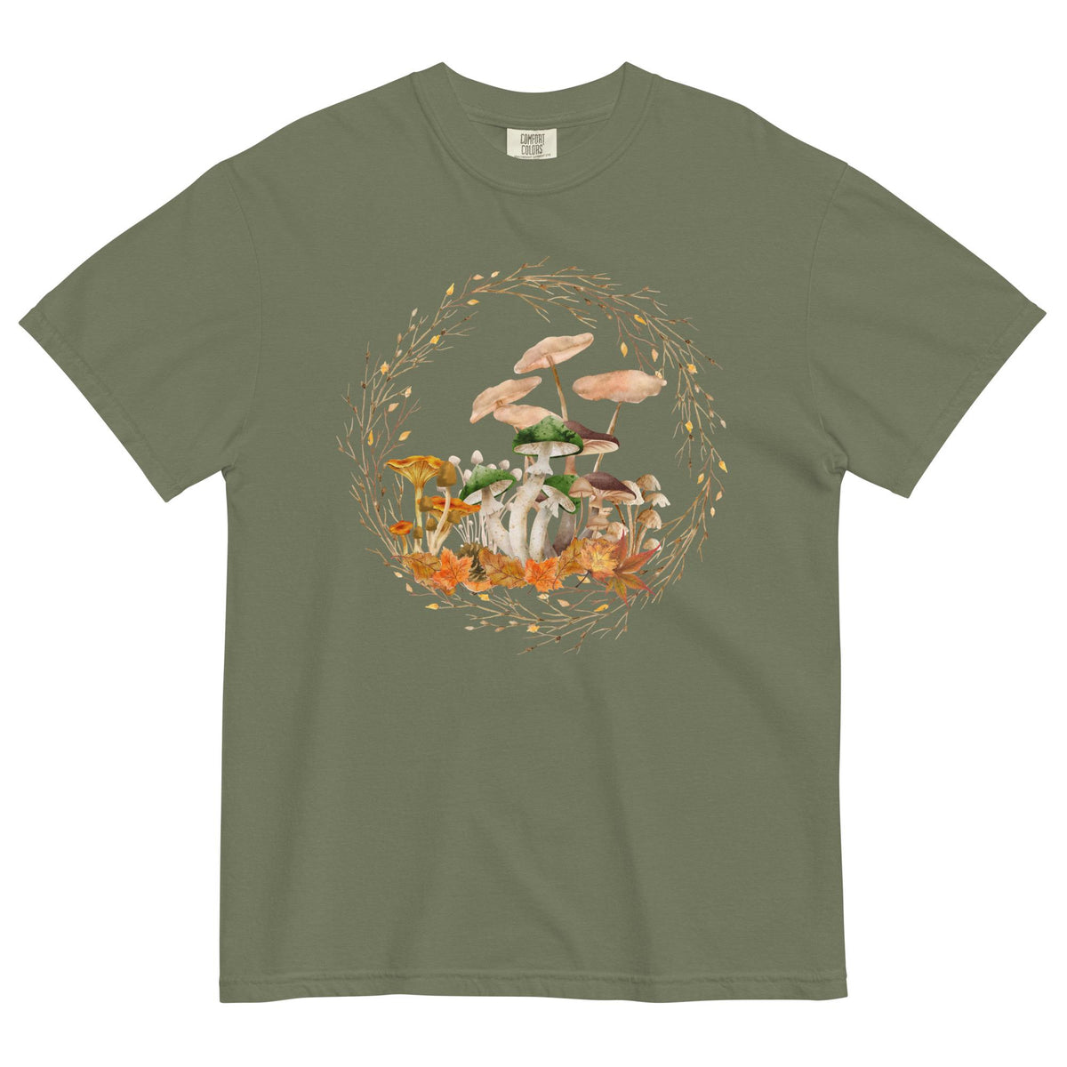 Autumn Fungi Shirt | Comfort Colors | Cottagecore Mushroom Lovers Tee | Boho Botanical T-Shirt | Fall Leaves and Cozy Colors Tee