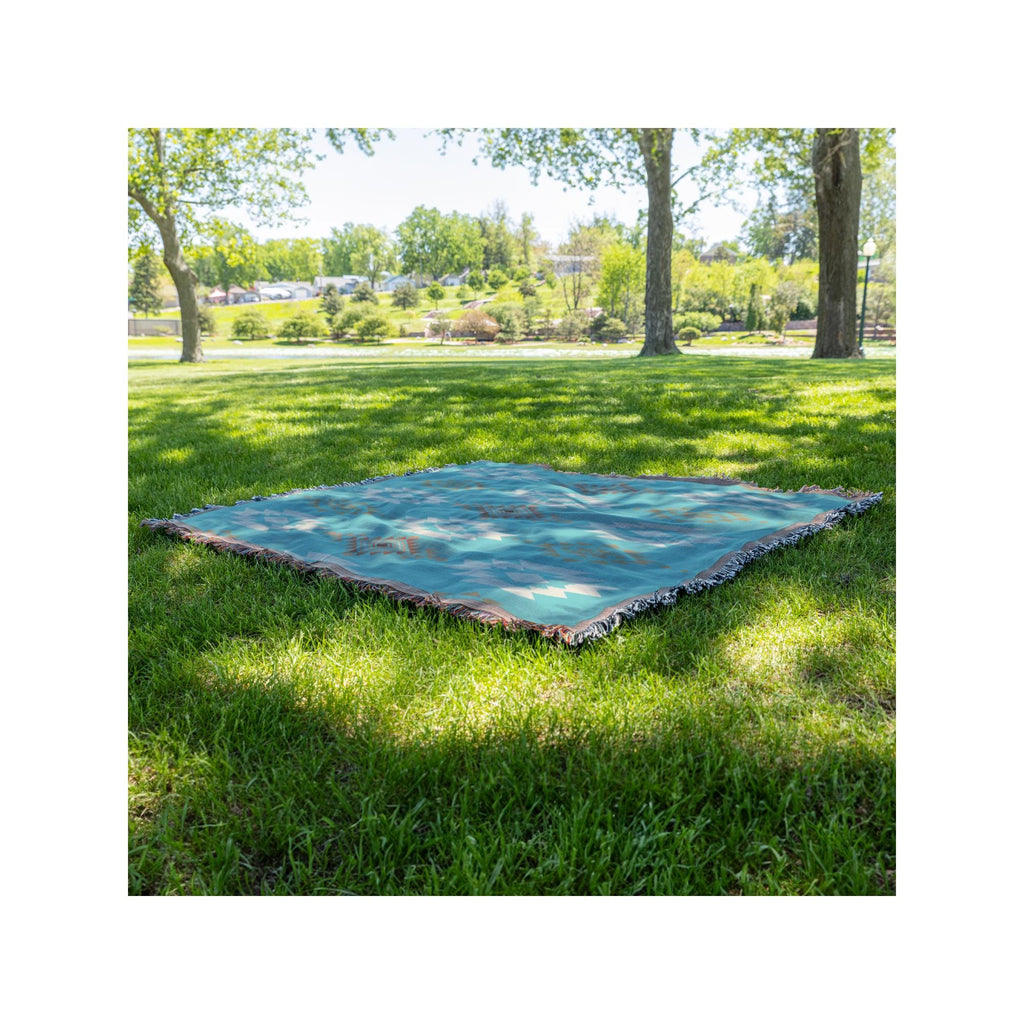 Southwestern Throw | Woven Blanket | Geometric Pattern | Western Decor | Turquoise Color