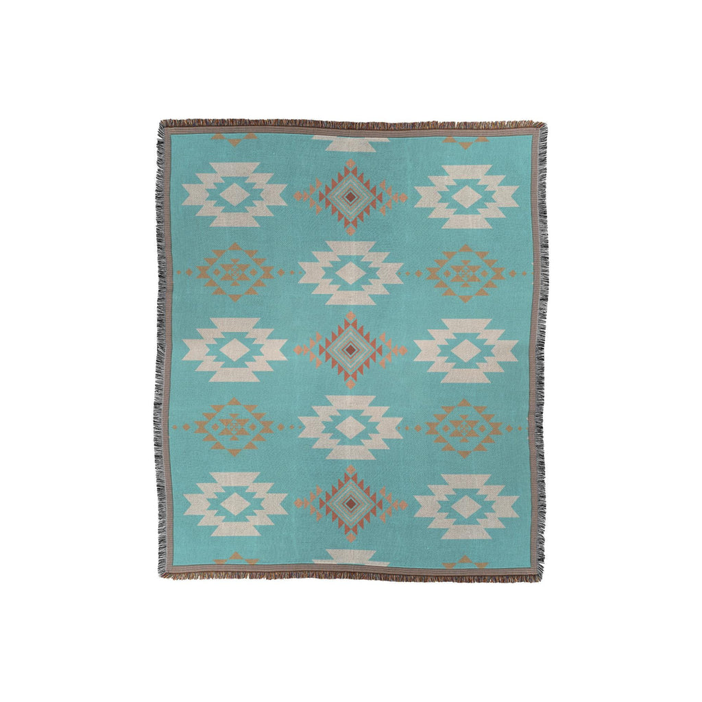 Southwestern Throw | Woven Blanket | Geometric Pattern | Western Decor | Turquoise Color