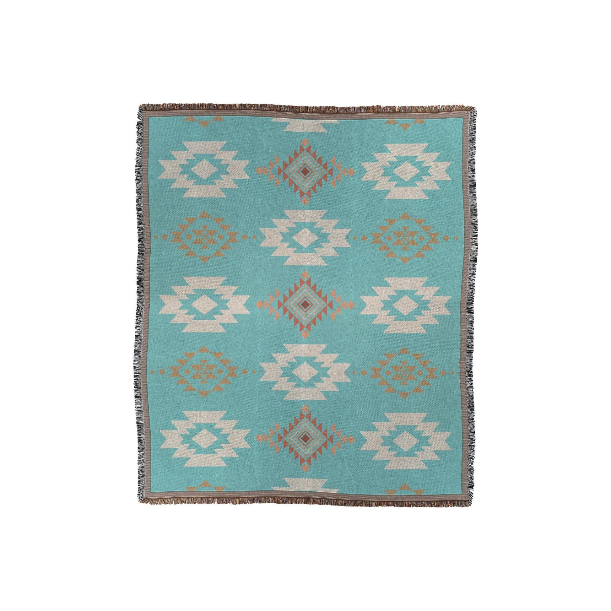 Southwestern Throw | Woven Blanket | Geometric Pattern | Western Decor | Turquoise Color