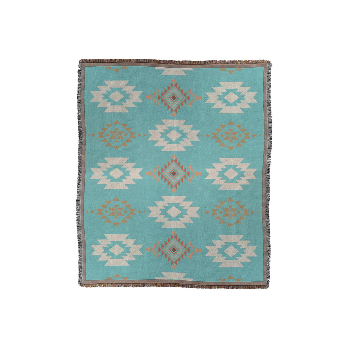 Southwestern Throw | Woven Blanket | Geometric Pattern | Western Decor | Turquoise Color