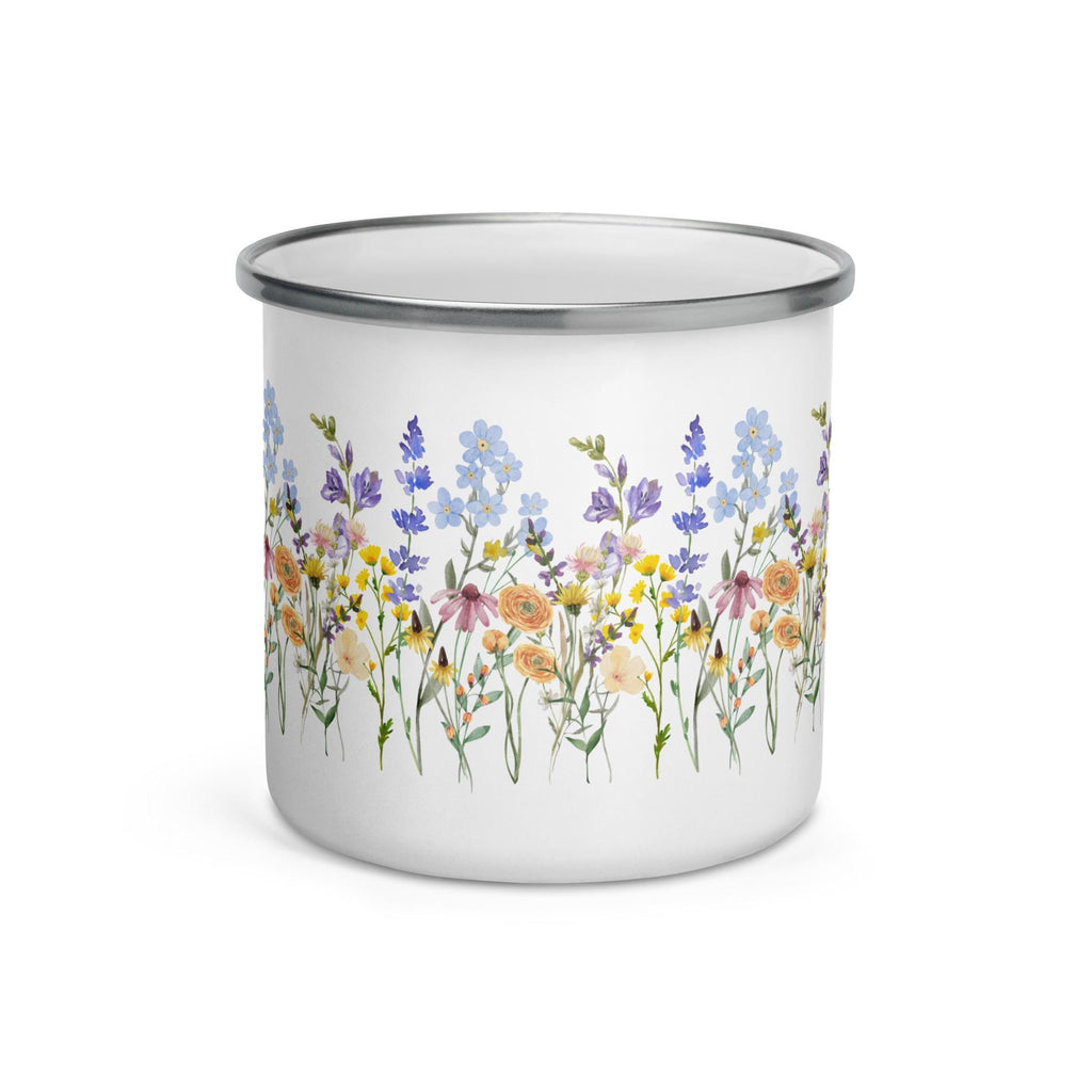 Watercolor Wildflowers | Enamel Mug | Camping Mug | Botanical Floral Gift for Outdoors and Nature Lovers