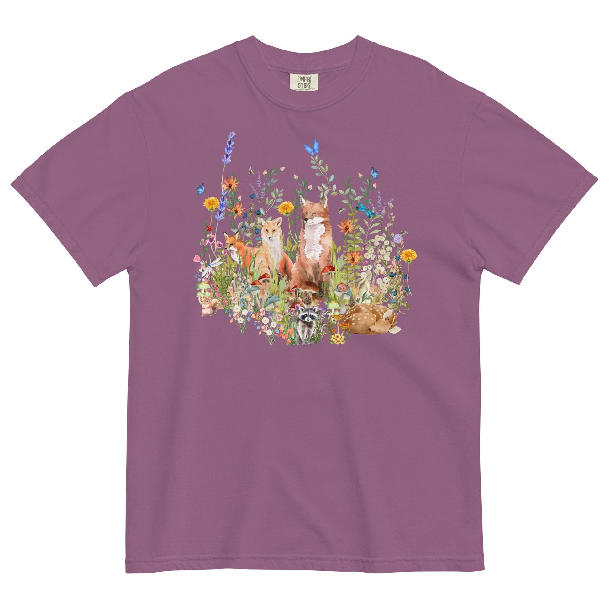 Watercolor Woodland Creatures T-Shirt | Cottagecore Tee | Boho Aesthetic | Floral Botanical Tee | Nature Lover's Shirt | Comfort Colors