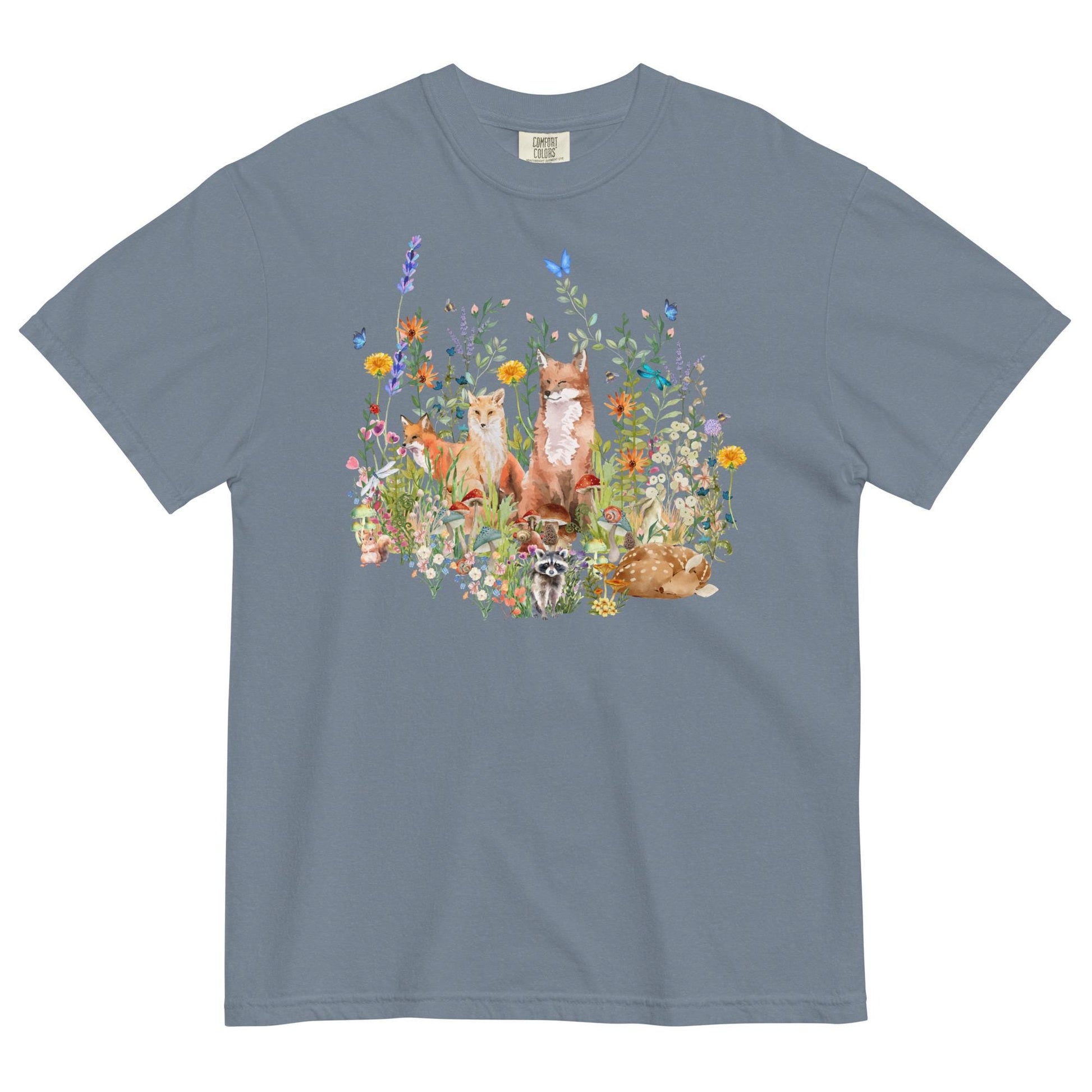 Watercolor Woodland Creatures T-Shirt | Cottagecore Tee | Boho Aesthetic | Floral Botanical Tee | Nature Lover's Shirt | Comfort Colors