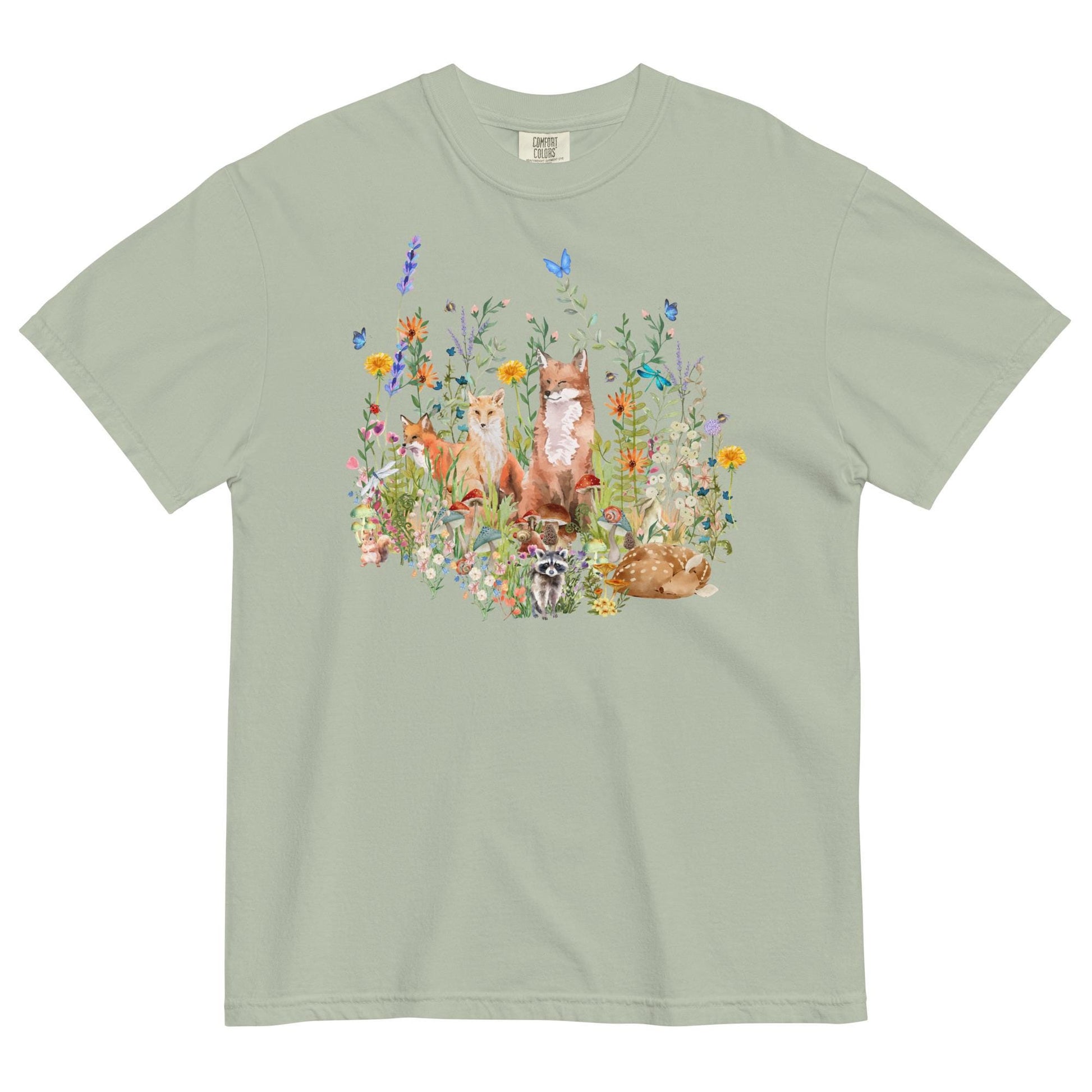 Watercolor Woodland Creatures T-Shirt | Cottagecore Tee | Boho Aesthetic | Floral Botanical Tee | Nature Lover's Shirt | Comfort Colors