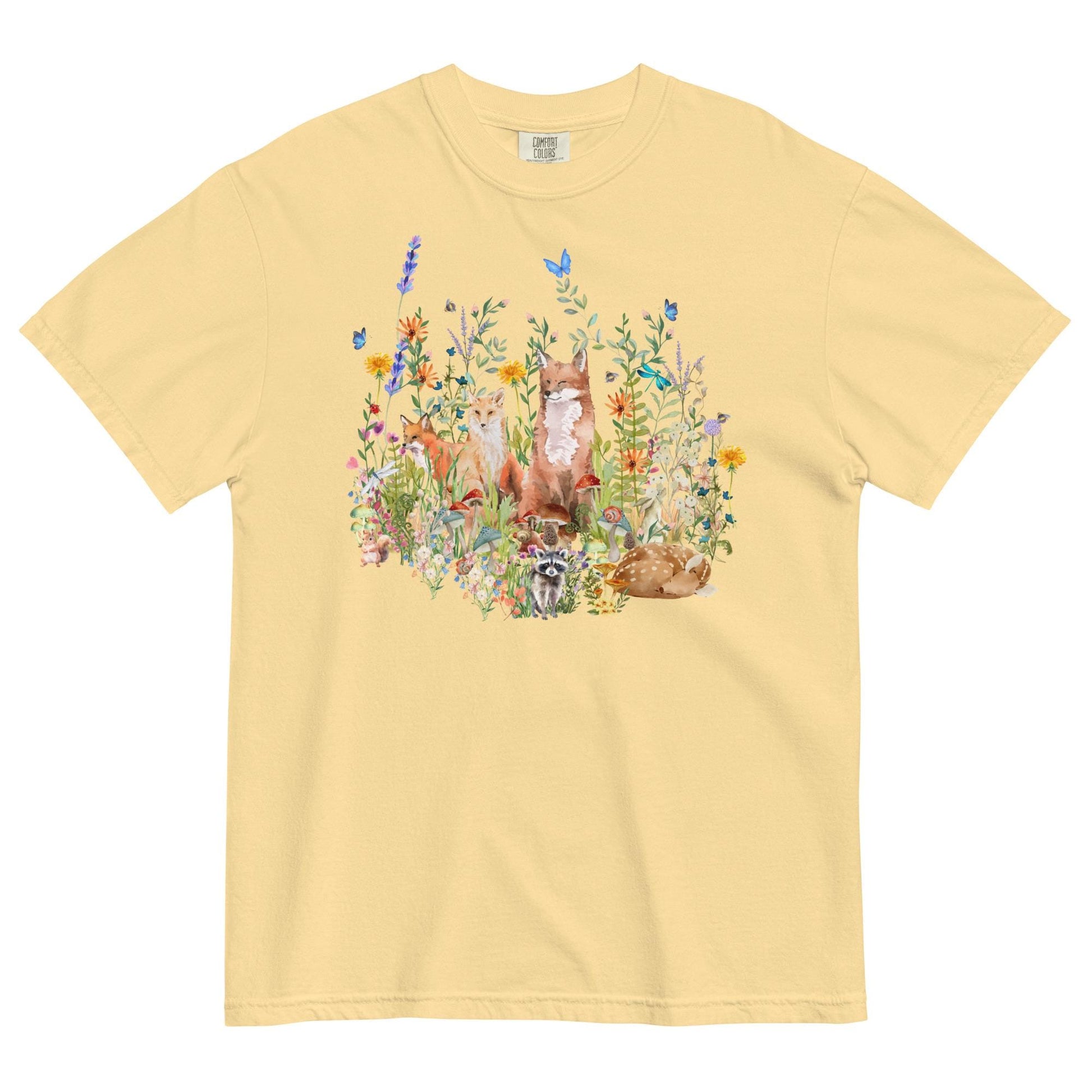 Watercolor Woodland Creatures T-Shirt | Cottagecore Tee | Boho Aesthetic | Floral Botanical Tee | Nature Lover's Shirt | Comfort Colors